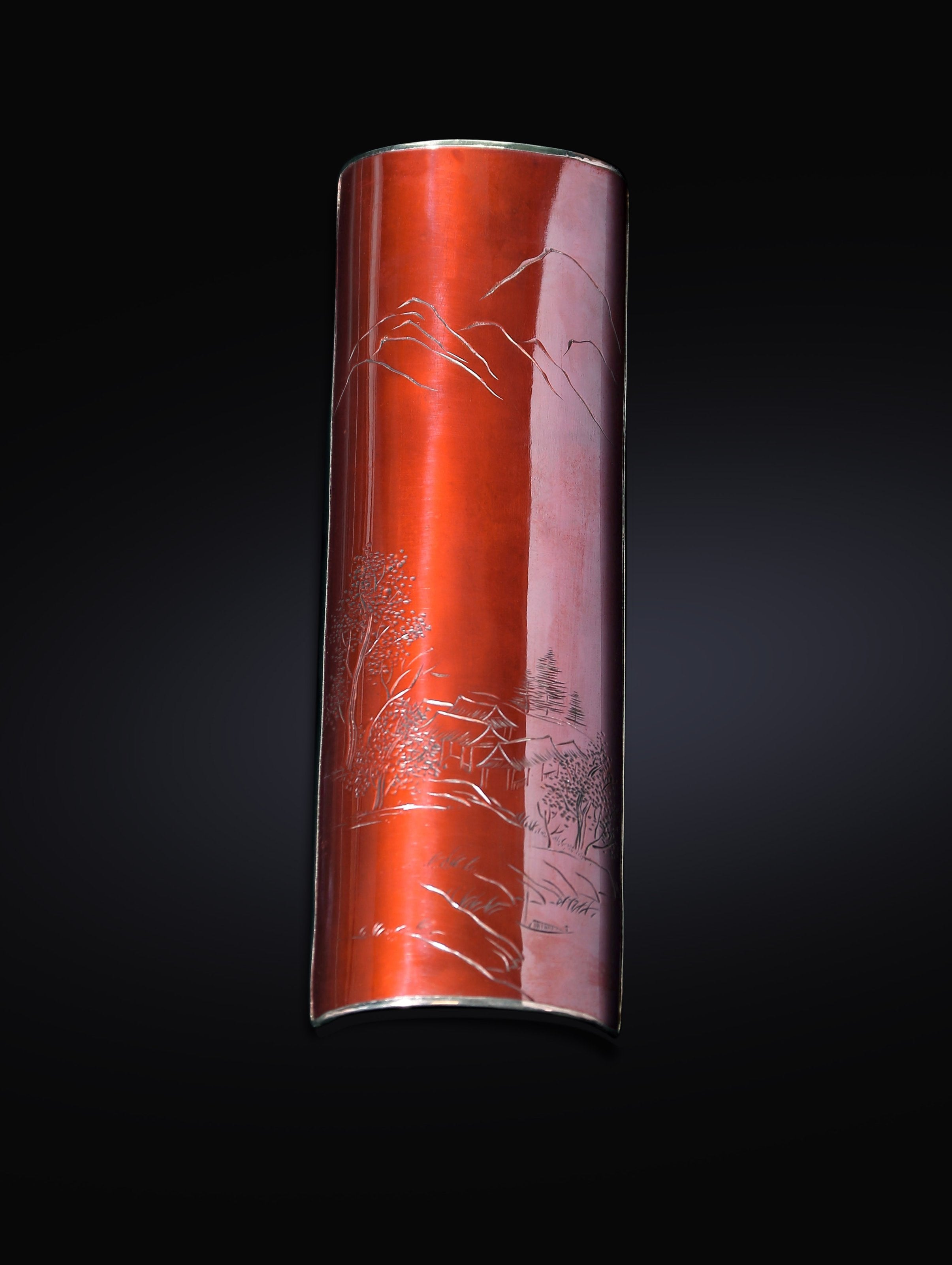 Listening to the cicadas at dusk by the window, copper-wrapped silver tea scoop