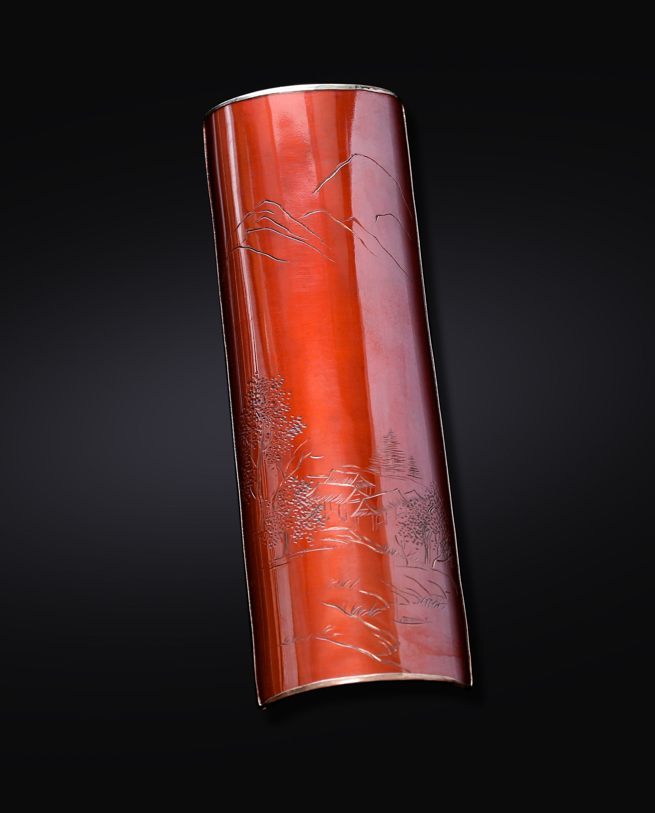 Listening to the cicadas at dusk by the window, copper-wrapped silver tea scoop