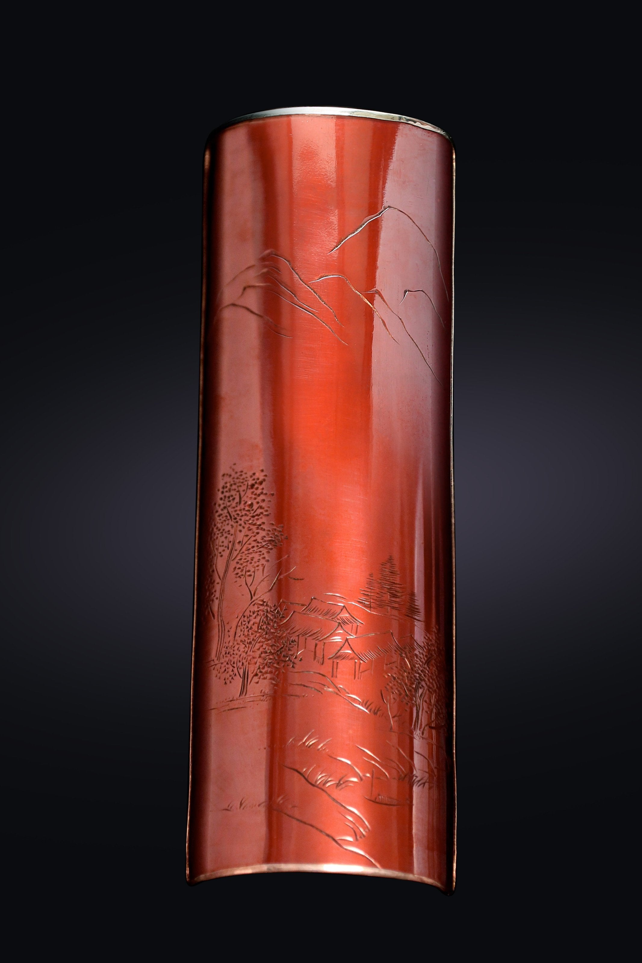 Listening to the cicadas at dusk by the window, copper-wrapped silver tea scoop