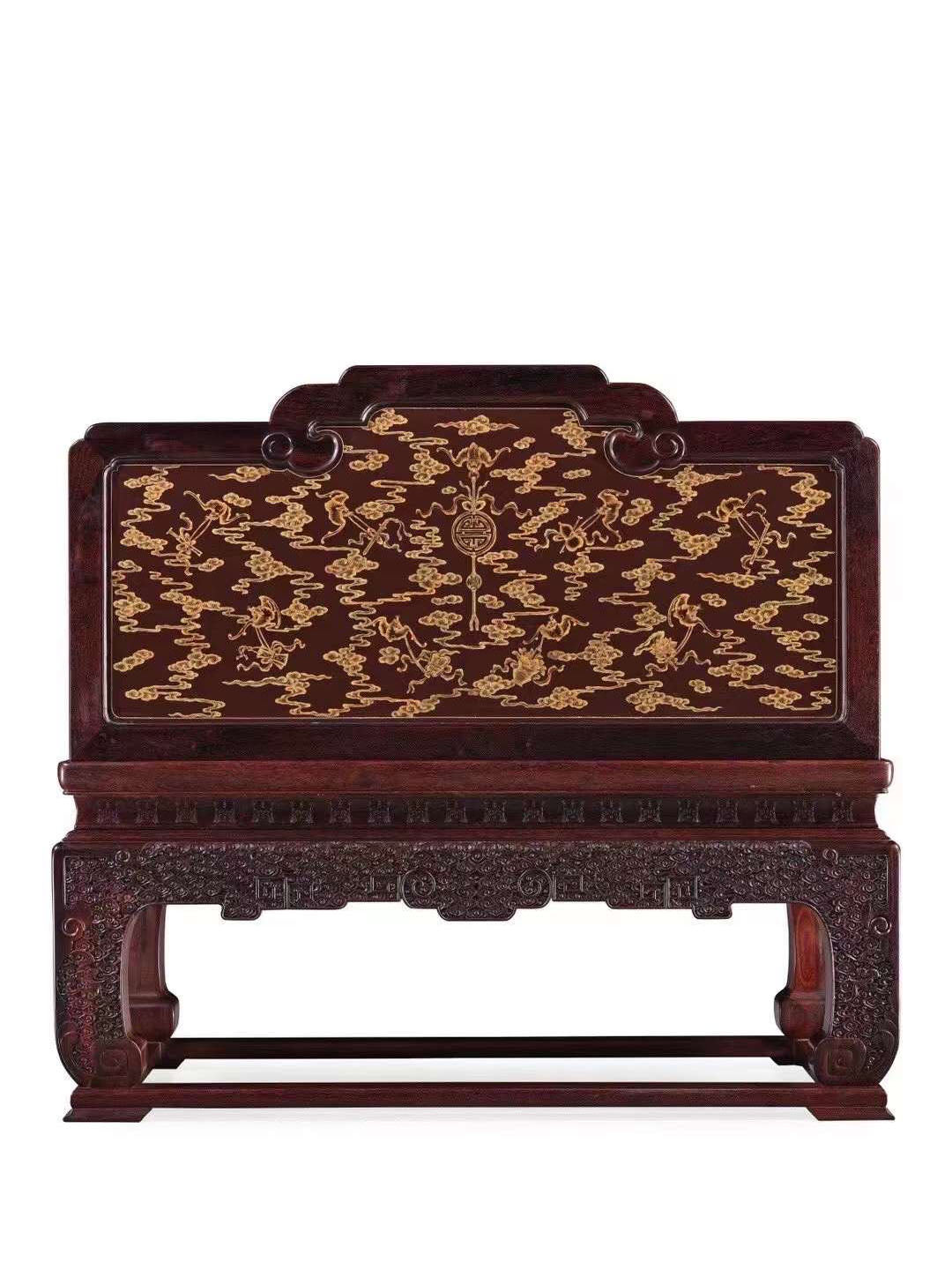 Qianlong Rosewood Lacquer Throne Inlaid with Treasures and Flowers