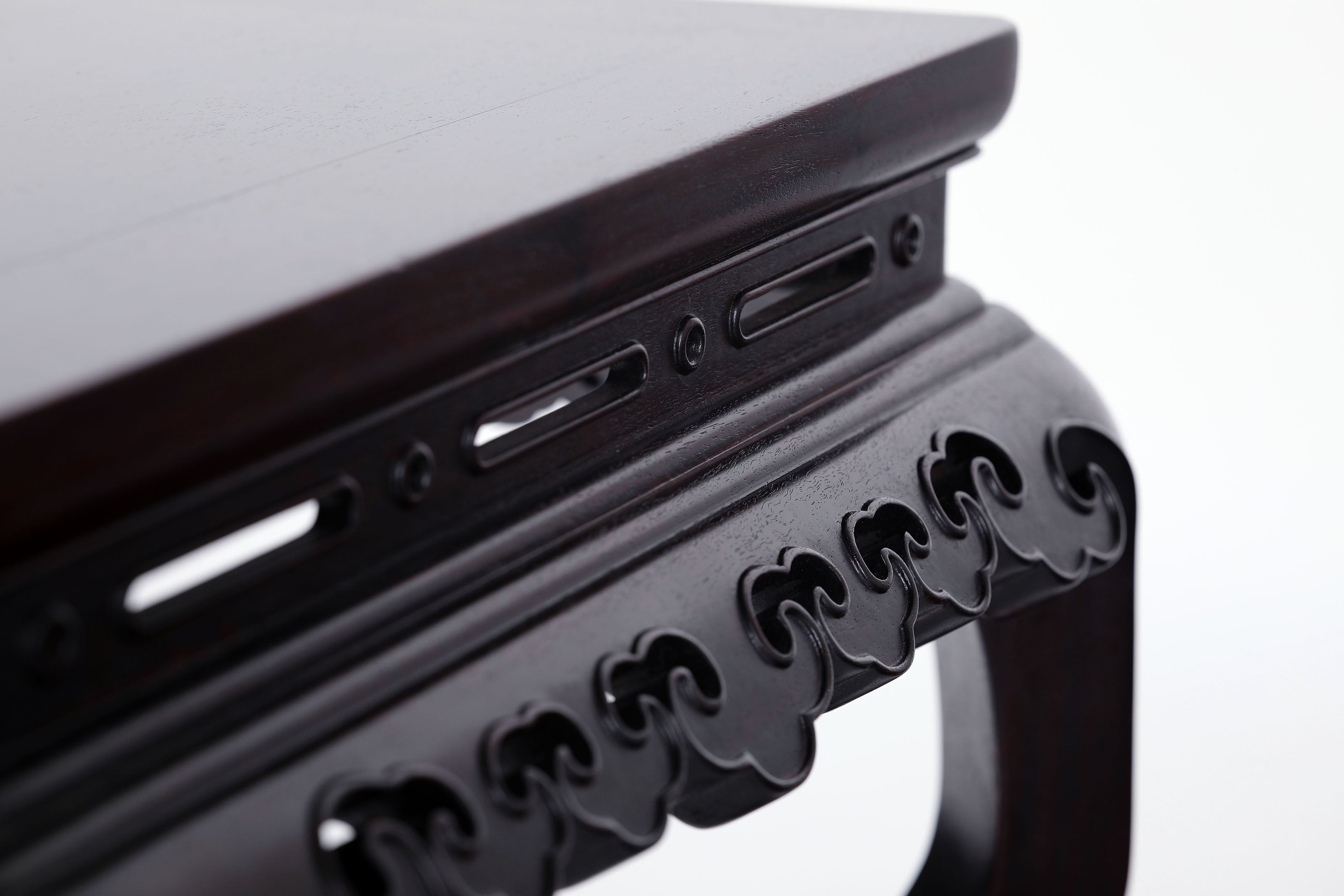 Zambian rosewood square stool with ruyi pattern