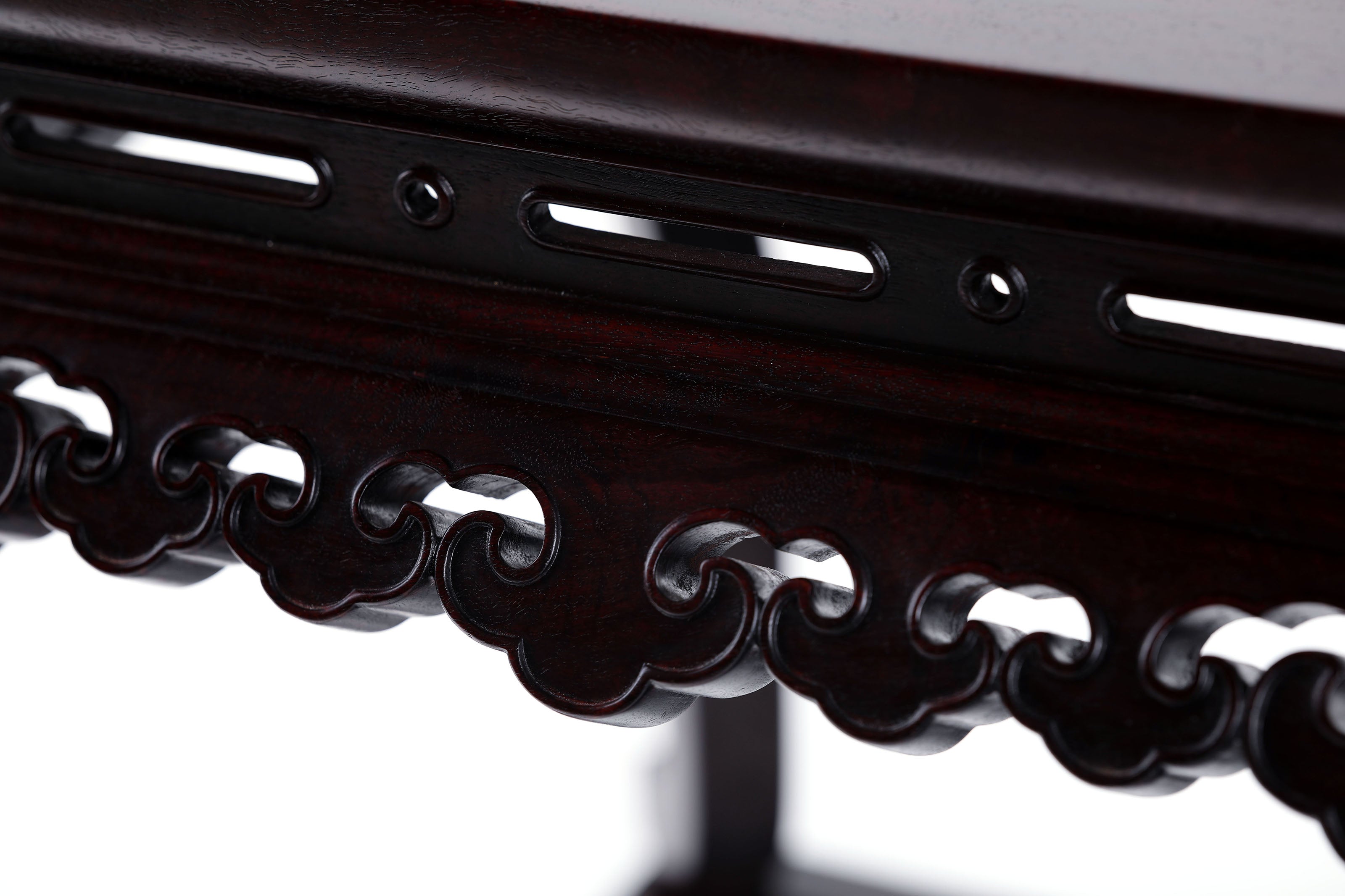 Zambian rosewood square stool with ruyi pattern