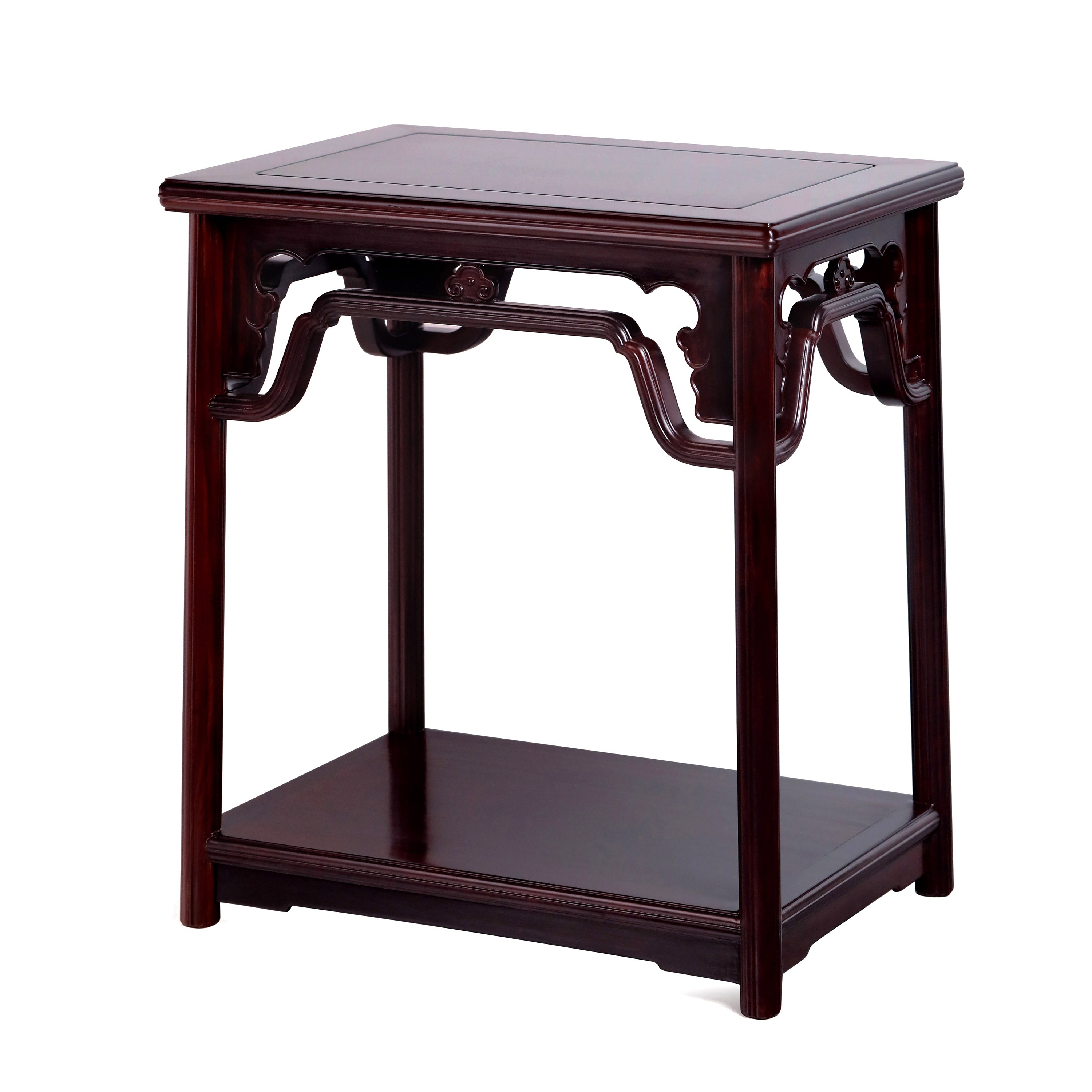 Zambian rosewood tea stand with auspicious patterns and melon-shaped design