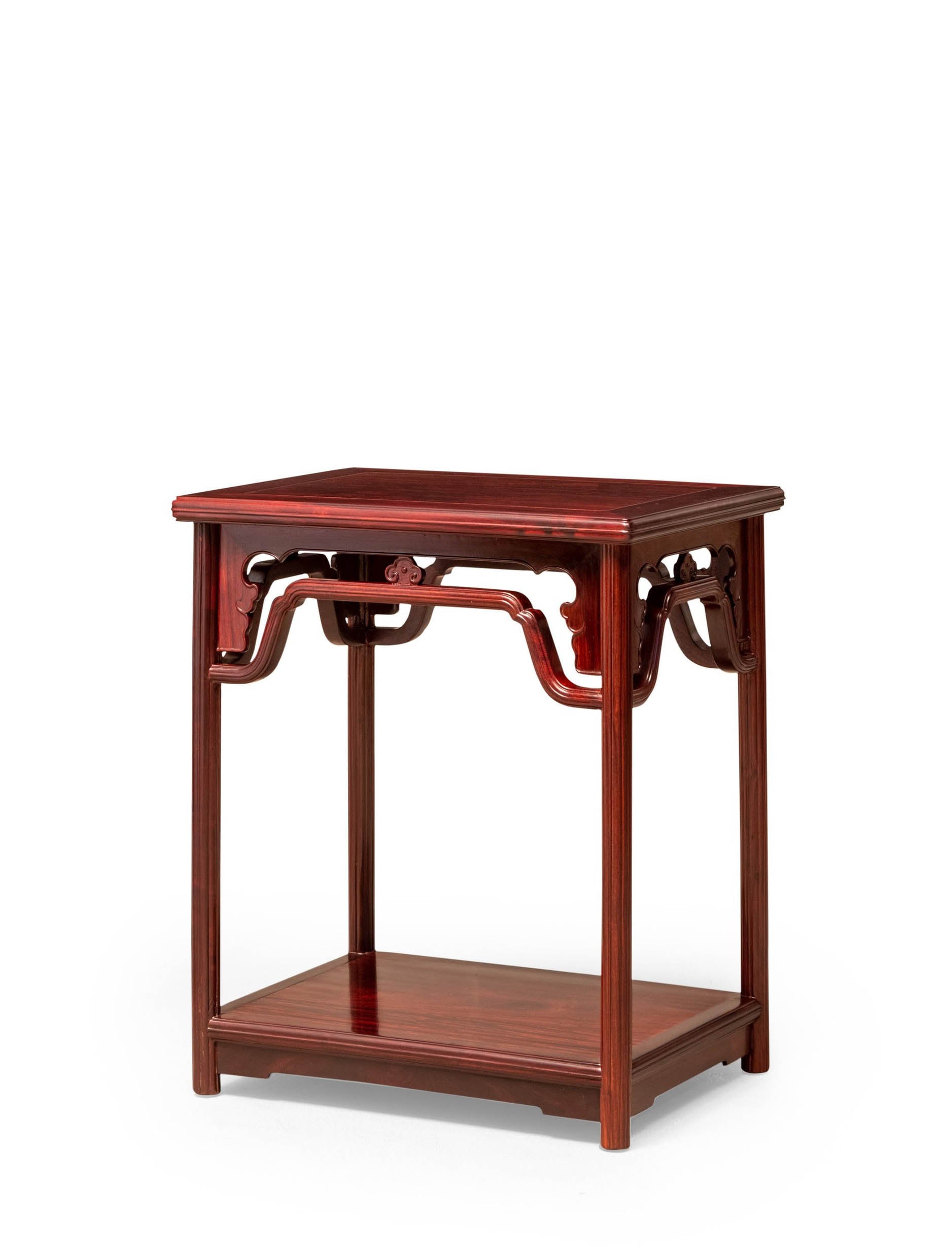 Zambian rosewood tea stand with auspicious patterns and melon-shaped design