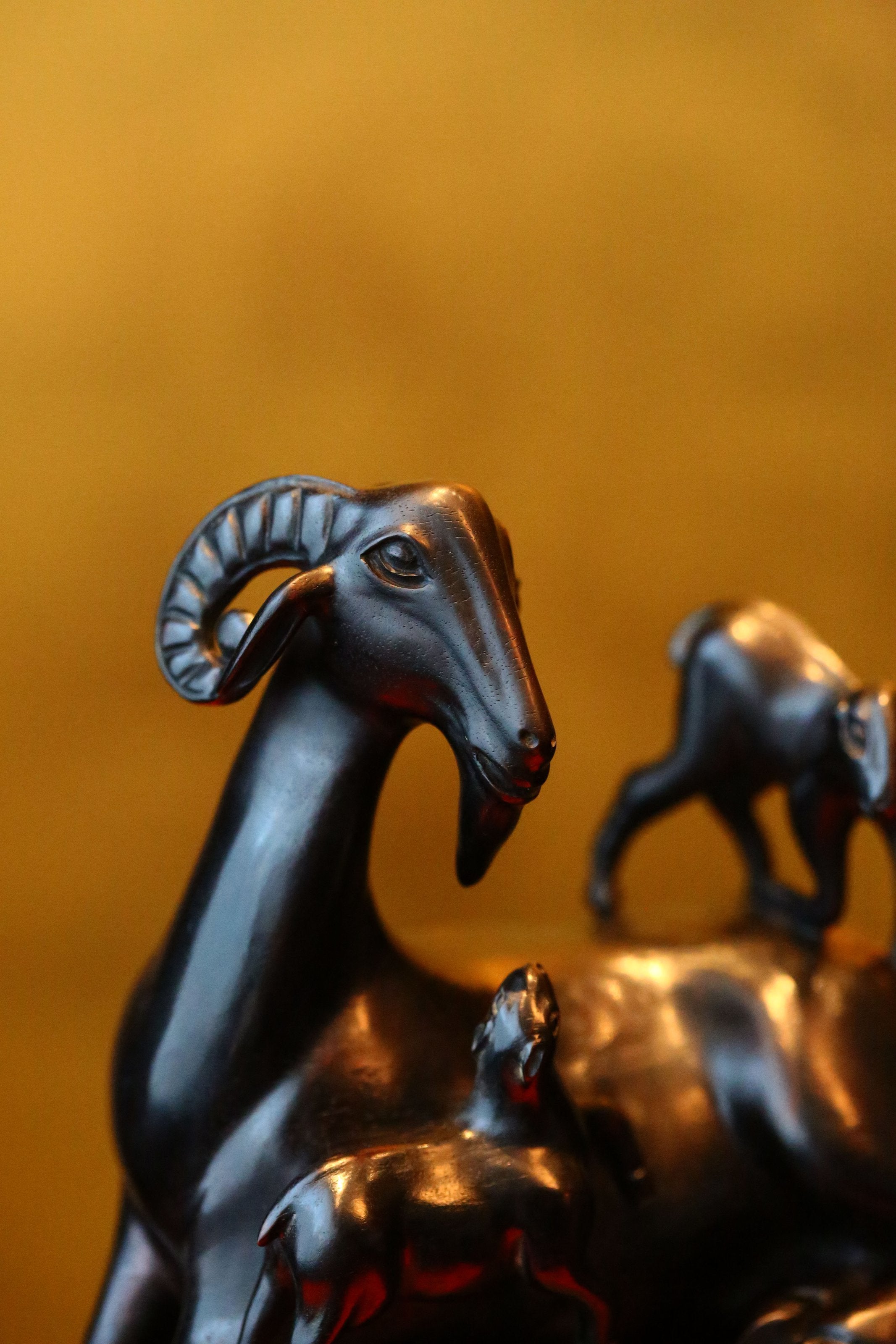 Three Yangs Bring Prosperity Boxwood Carving