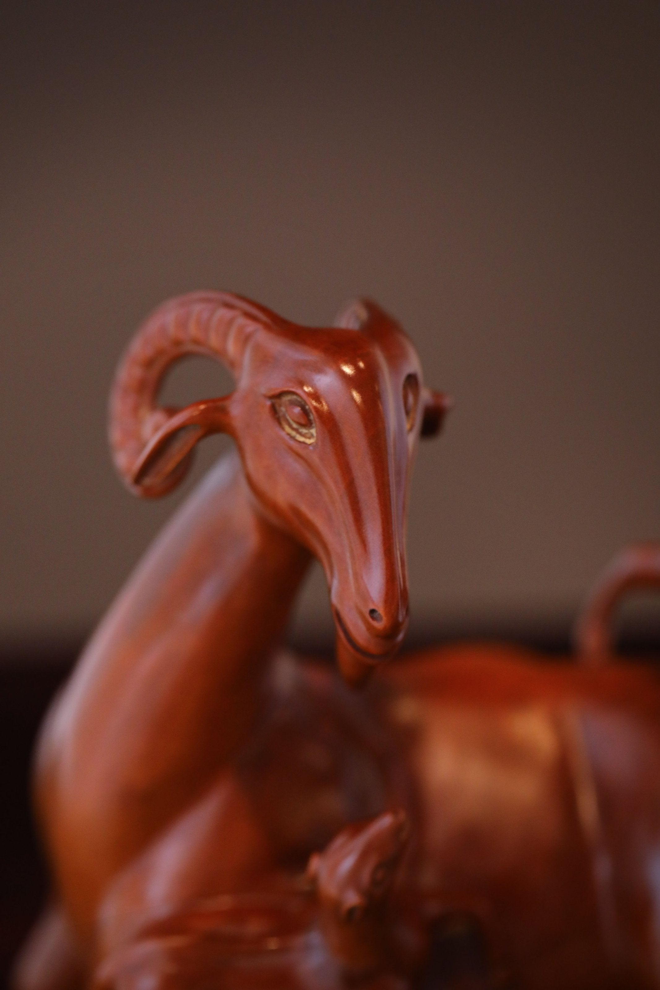 Three Yangs Bring Prosperity Boxwood Carving