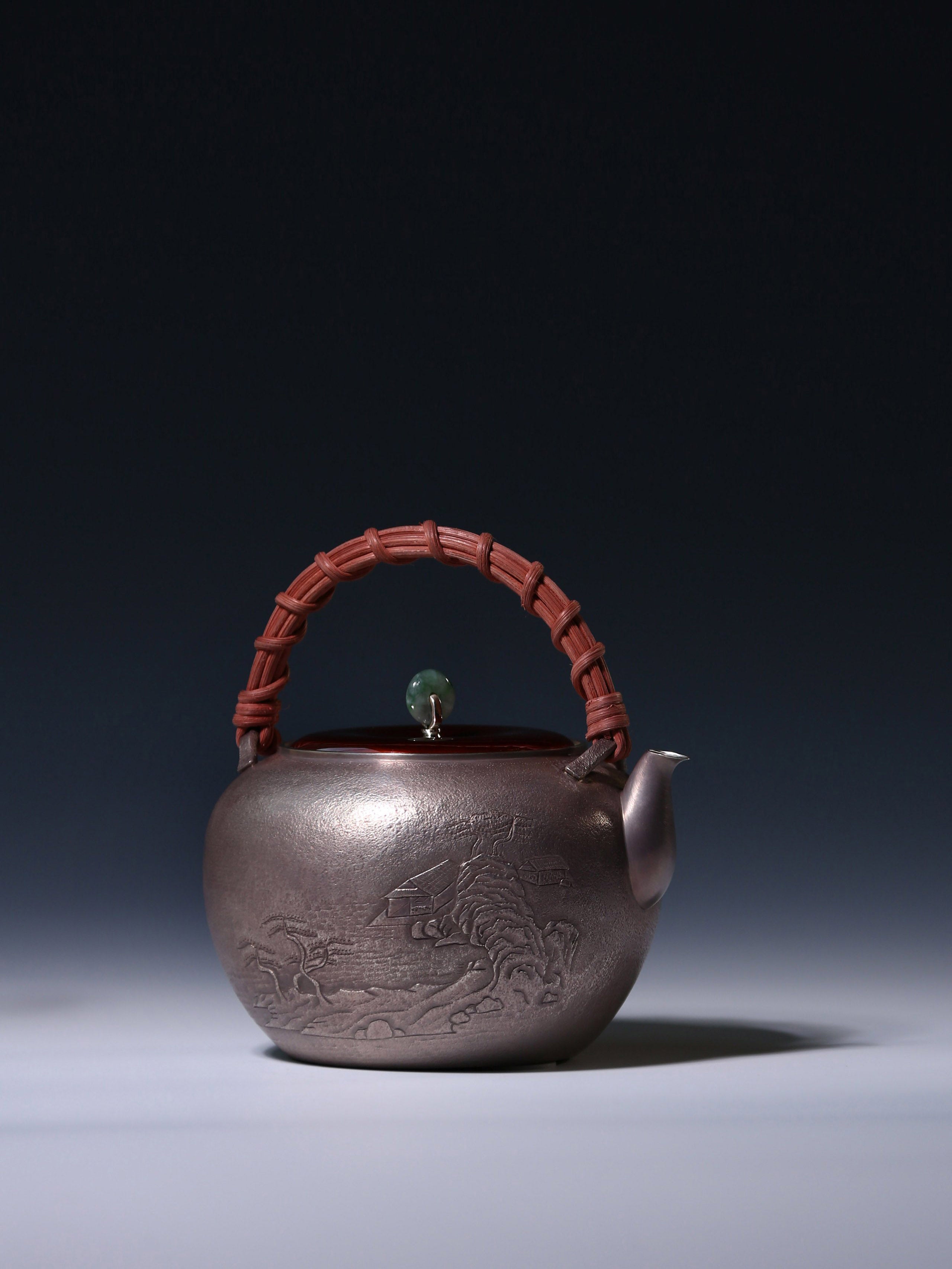 Dayatang Landscape Vine Handle Purple Silver Teapot