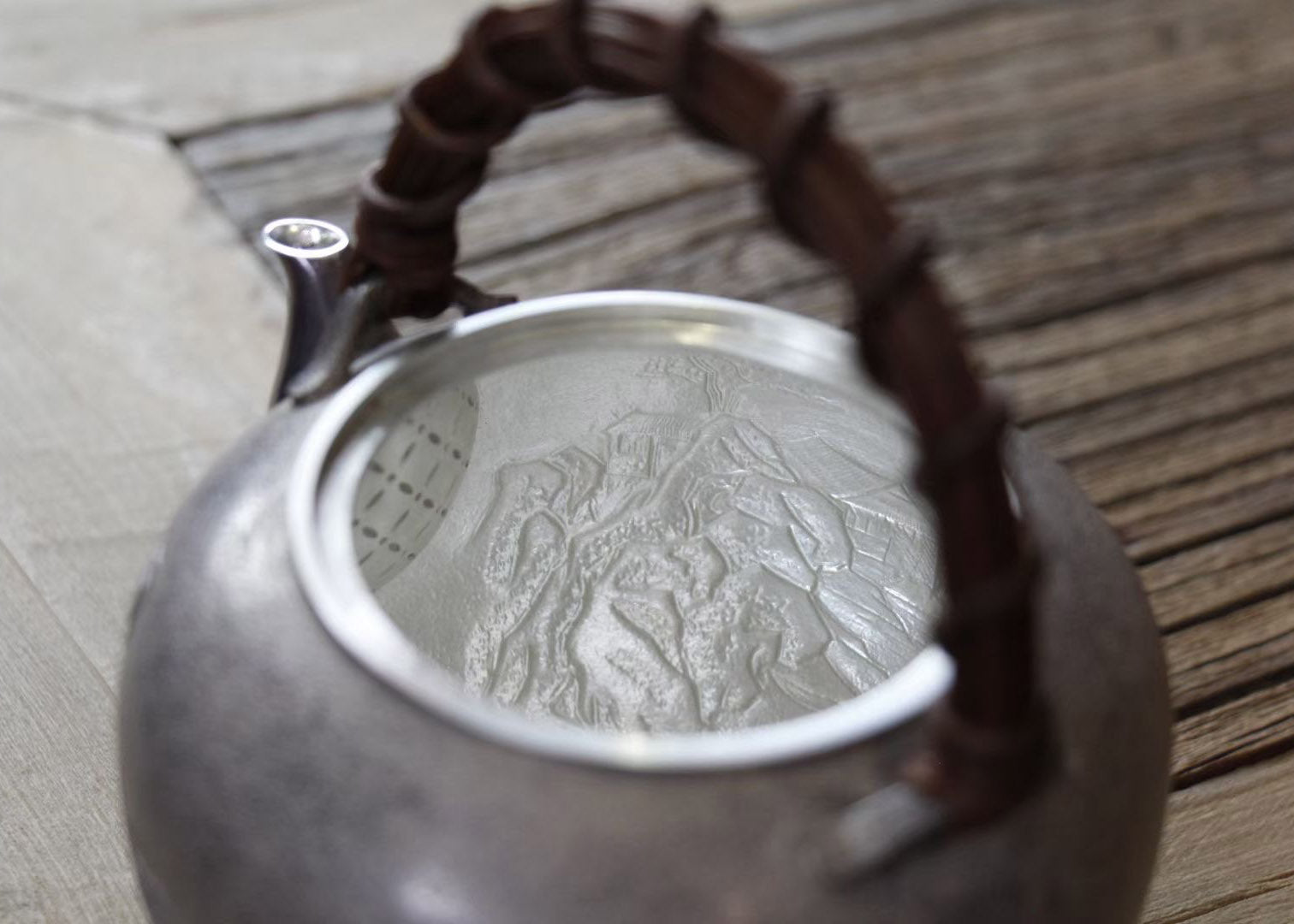 Dayatang Landscape Vine Handle Purple Silver Teapot