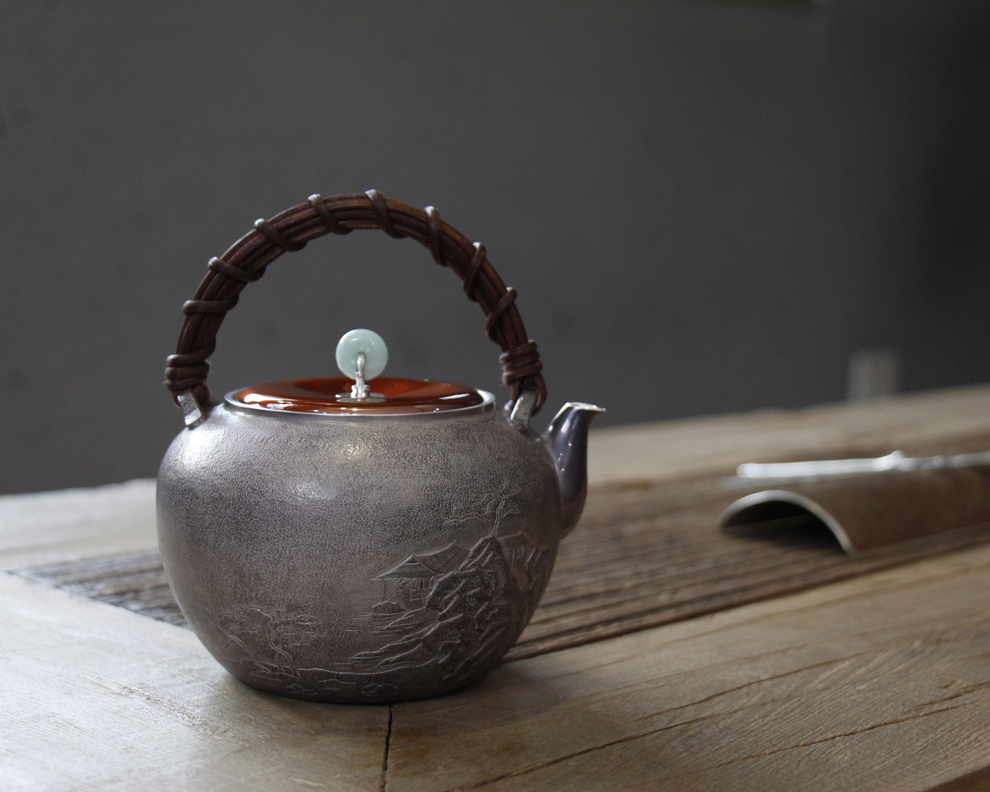 Dayatang Landscape Vine Handle Purple Silver Teapot