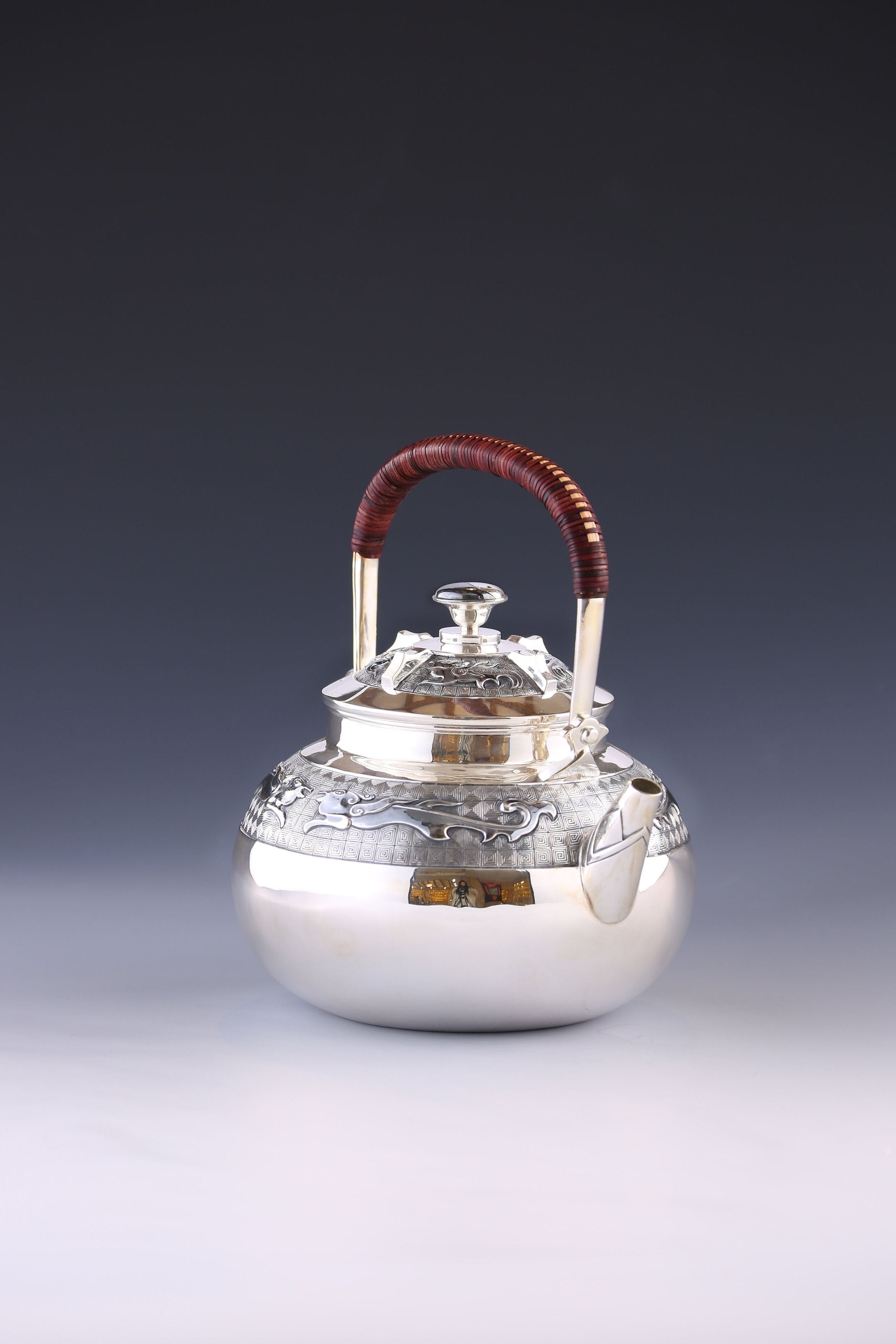 Prosperous Era Taotie Pattern Silver Teapot Series