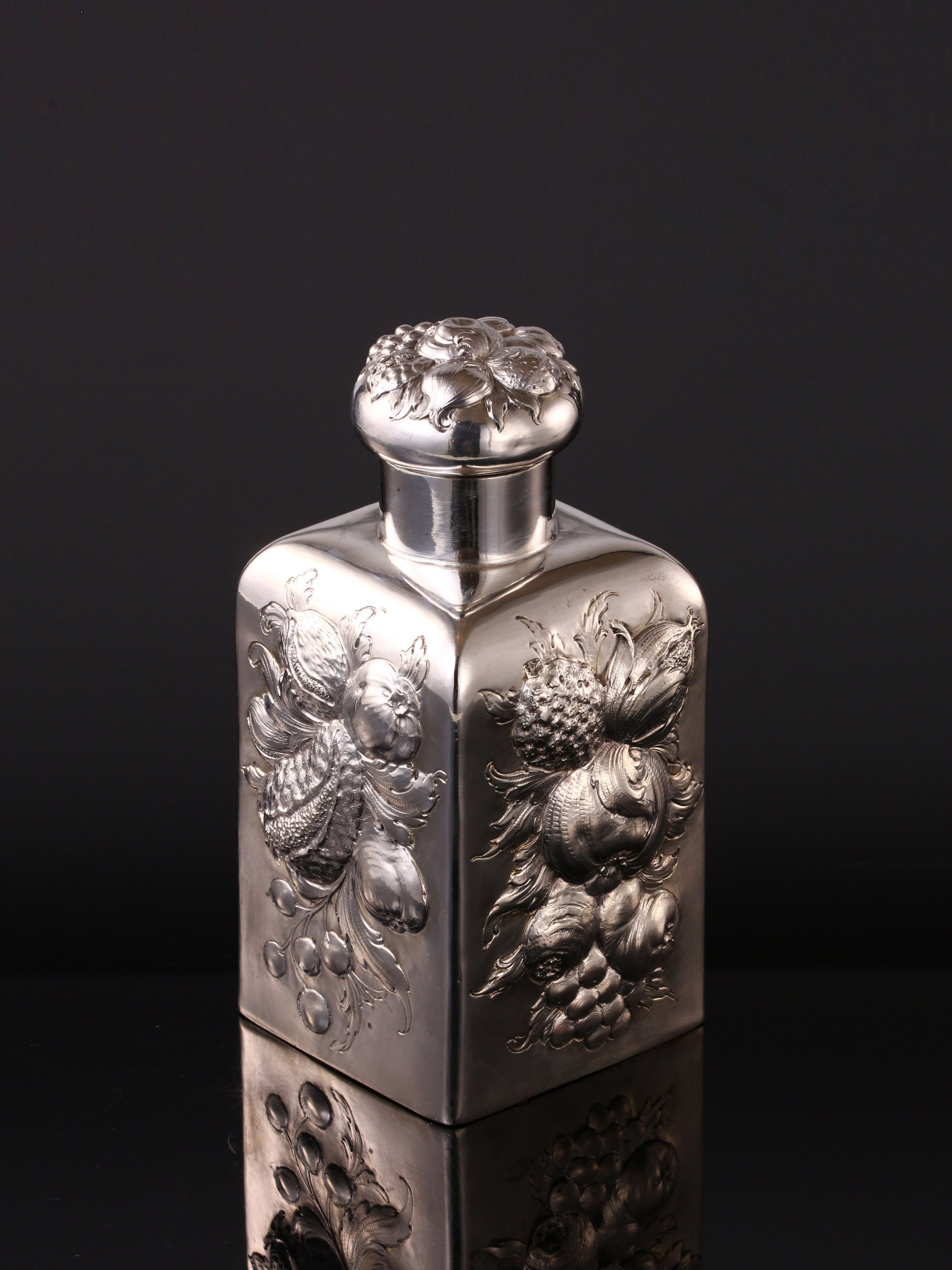A Fruitful Result – A 19th-Century Tea Canister with High Relief Sterling Silver