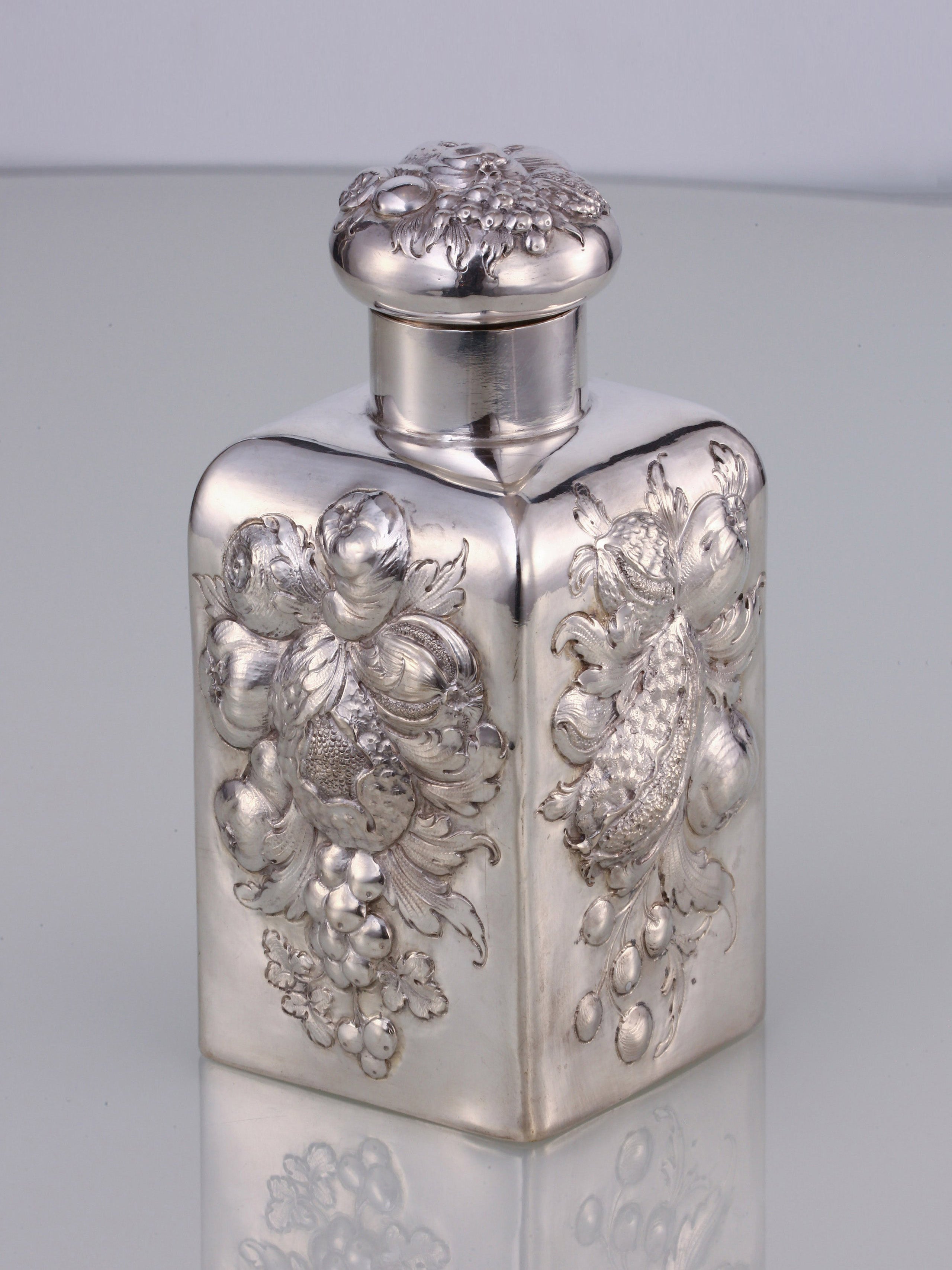 A Fruitful Result – A 19th-Century Tea Canister with High Relief Sterling Silver