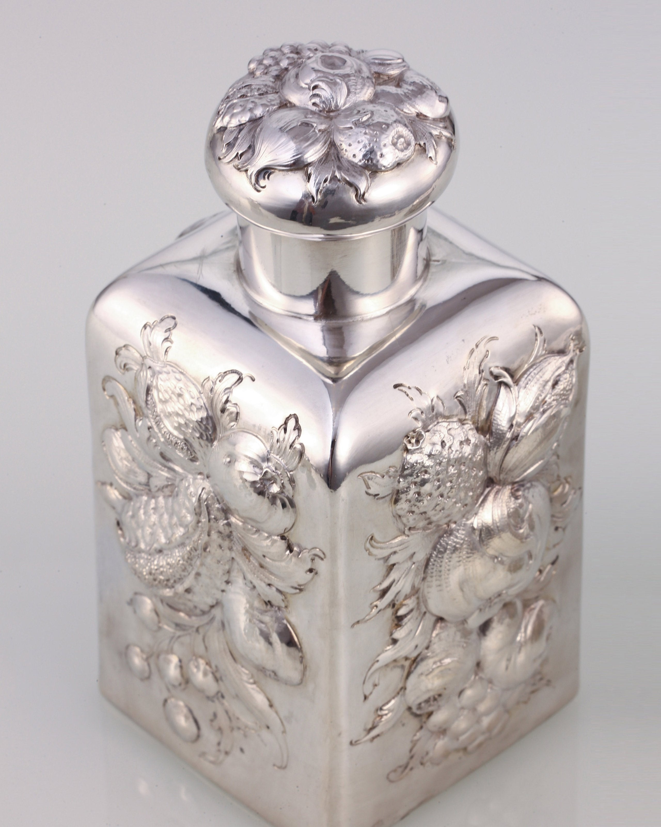 A Fruitful Result – A 19th-Century Tea Canister with High Relief Sterling Silver