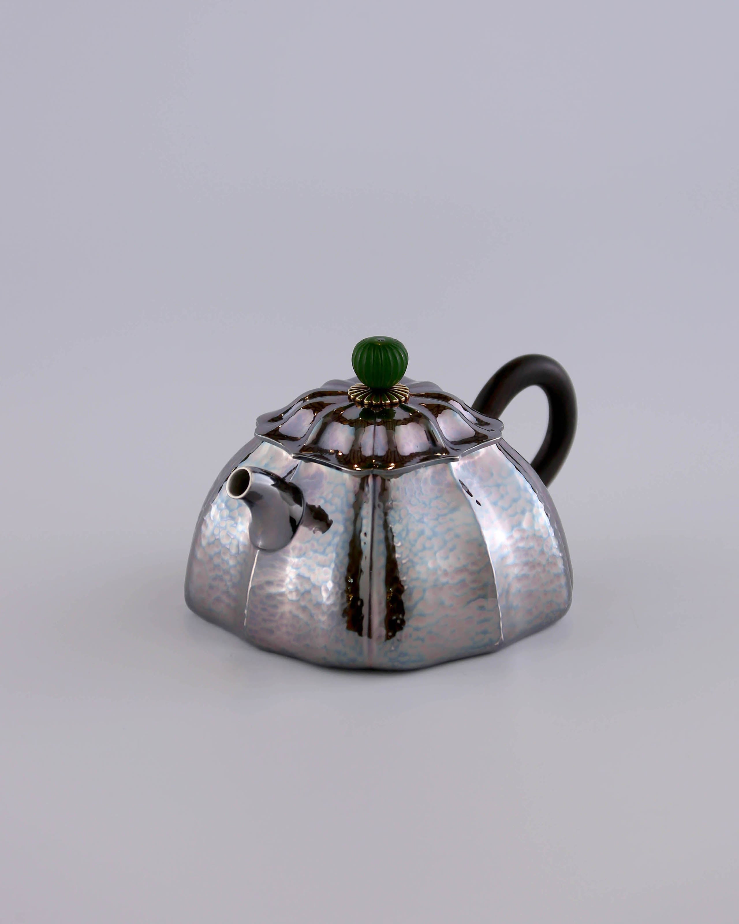 Four-sided Lotus Pure Silver Teapot