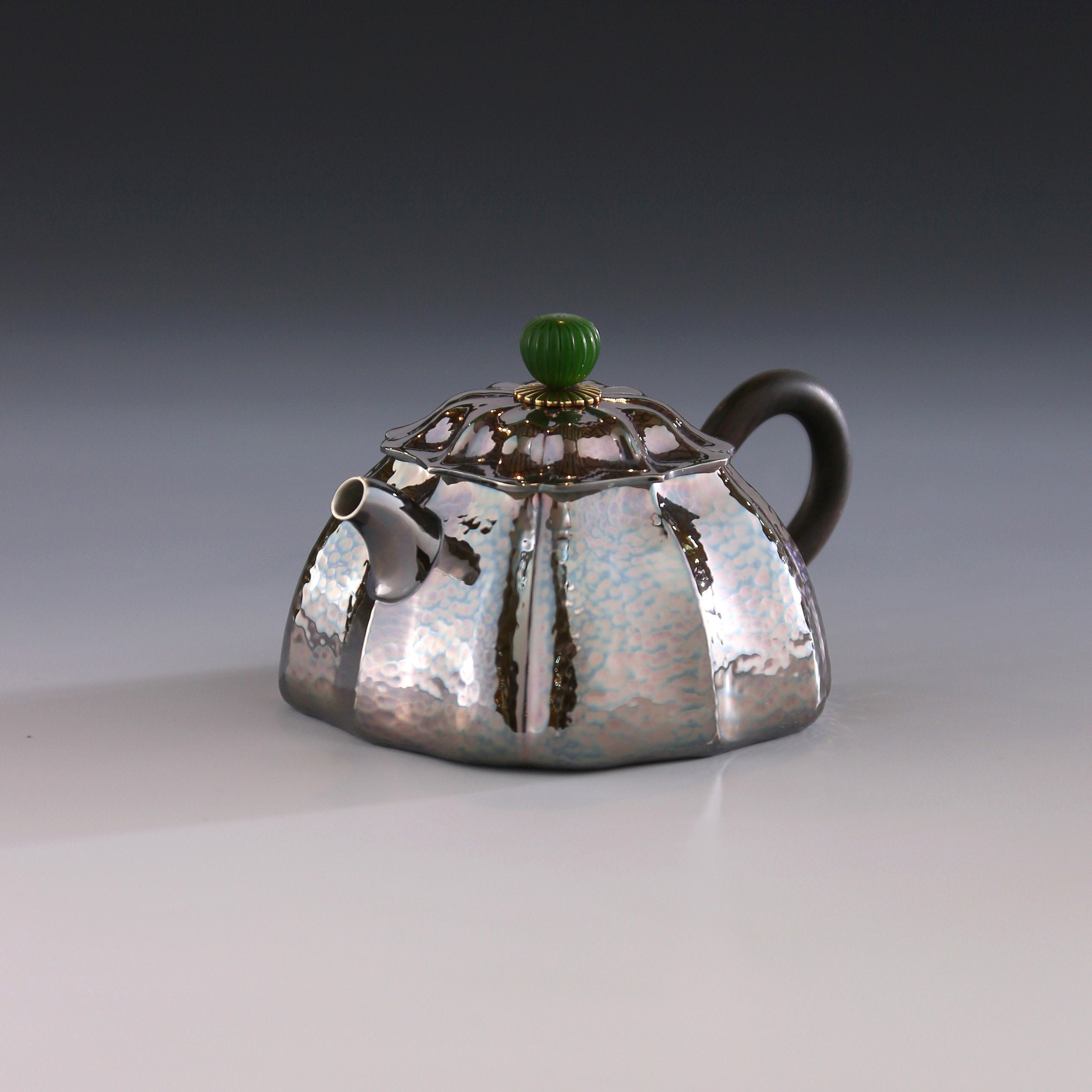 Four-sided Lotus Pure Silver Teapot