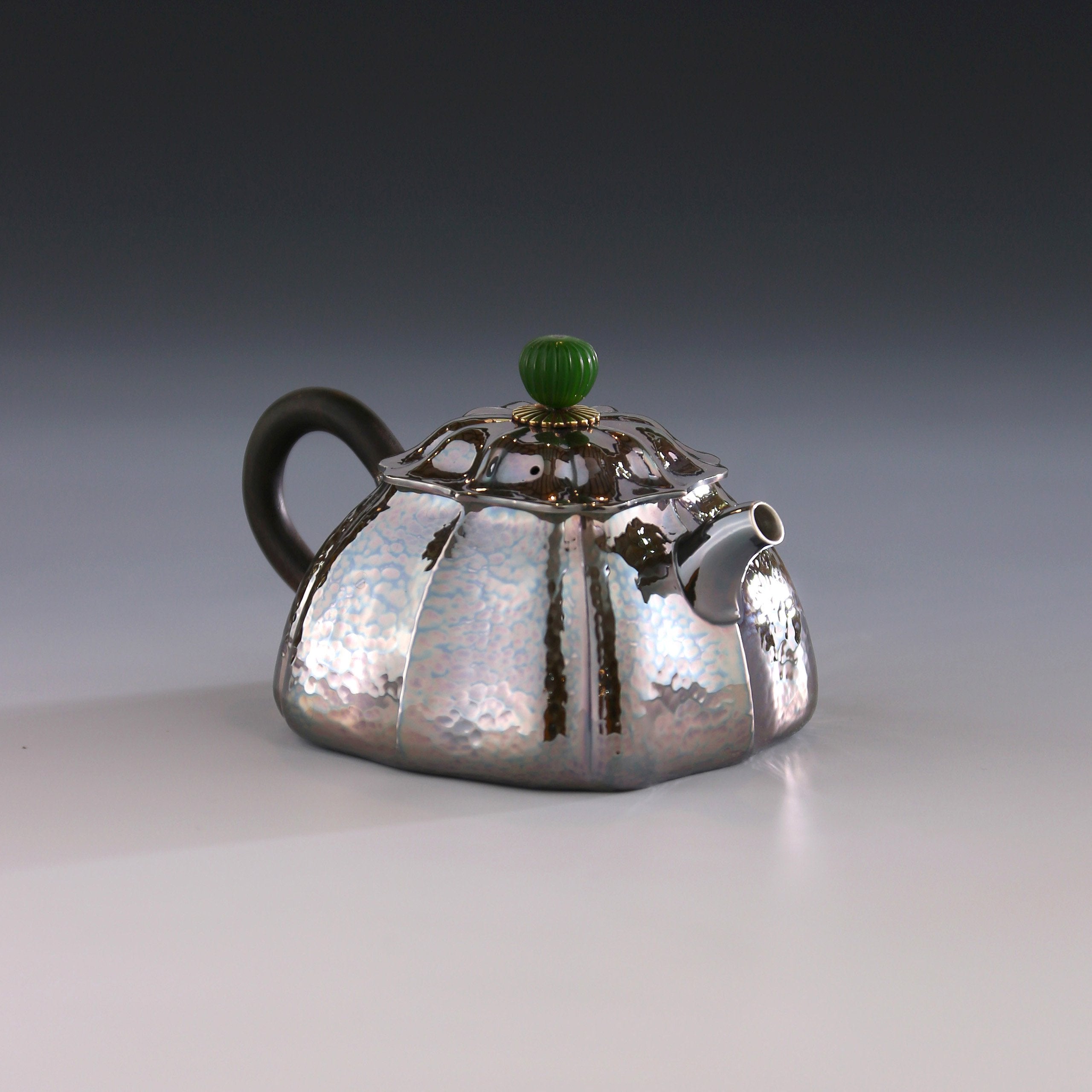 Four-sided Lotus Pure Silver Teapot