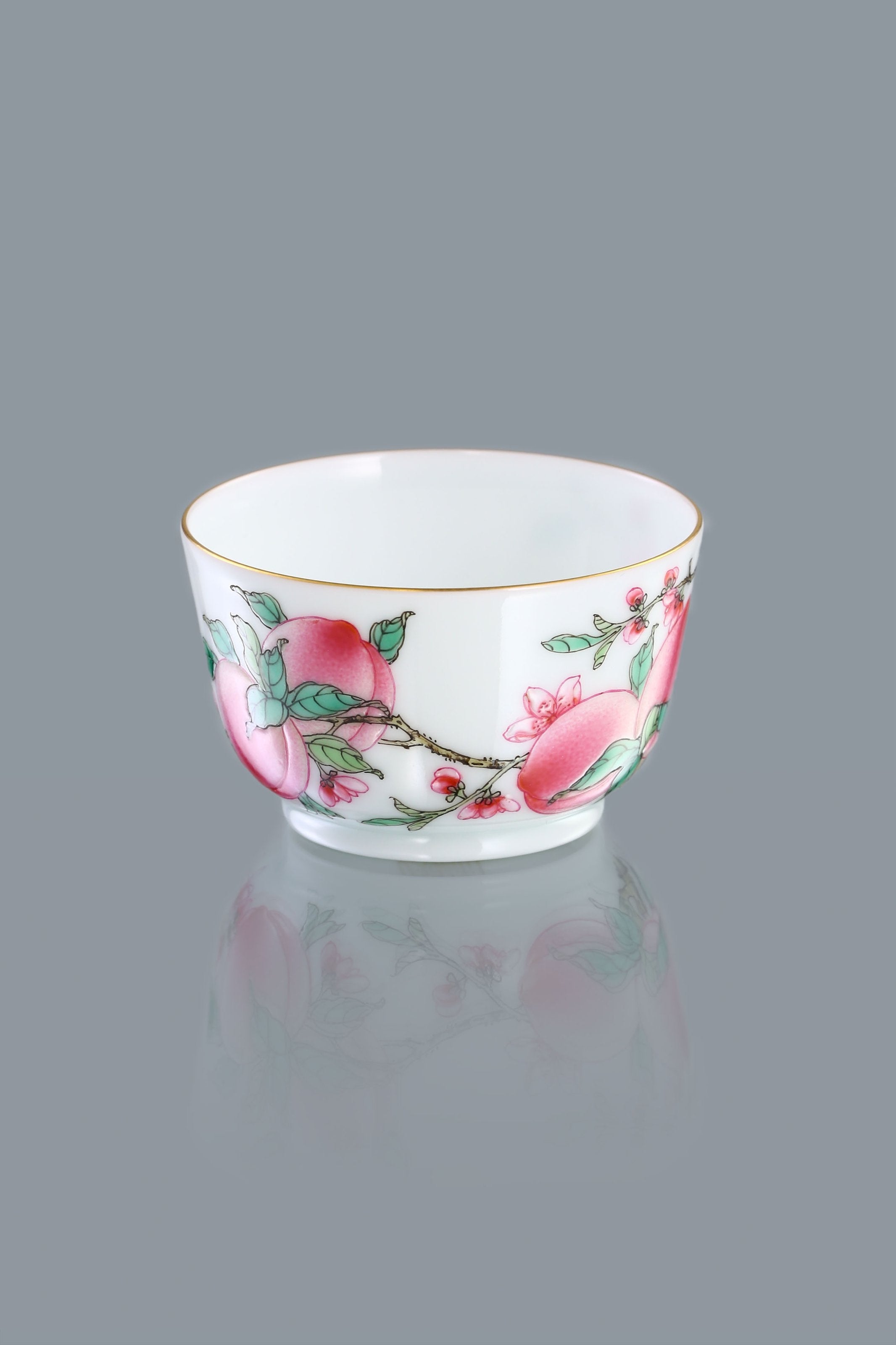 Four Peach Brocade Cup