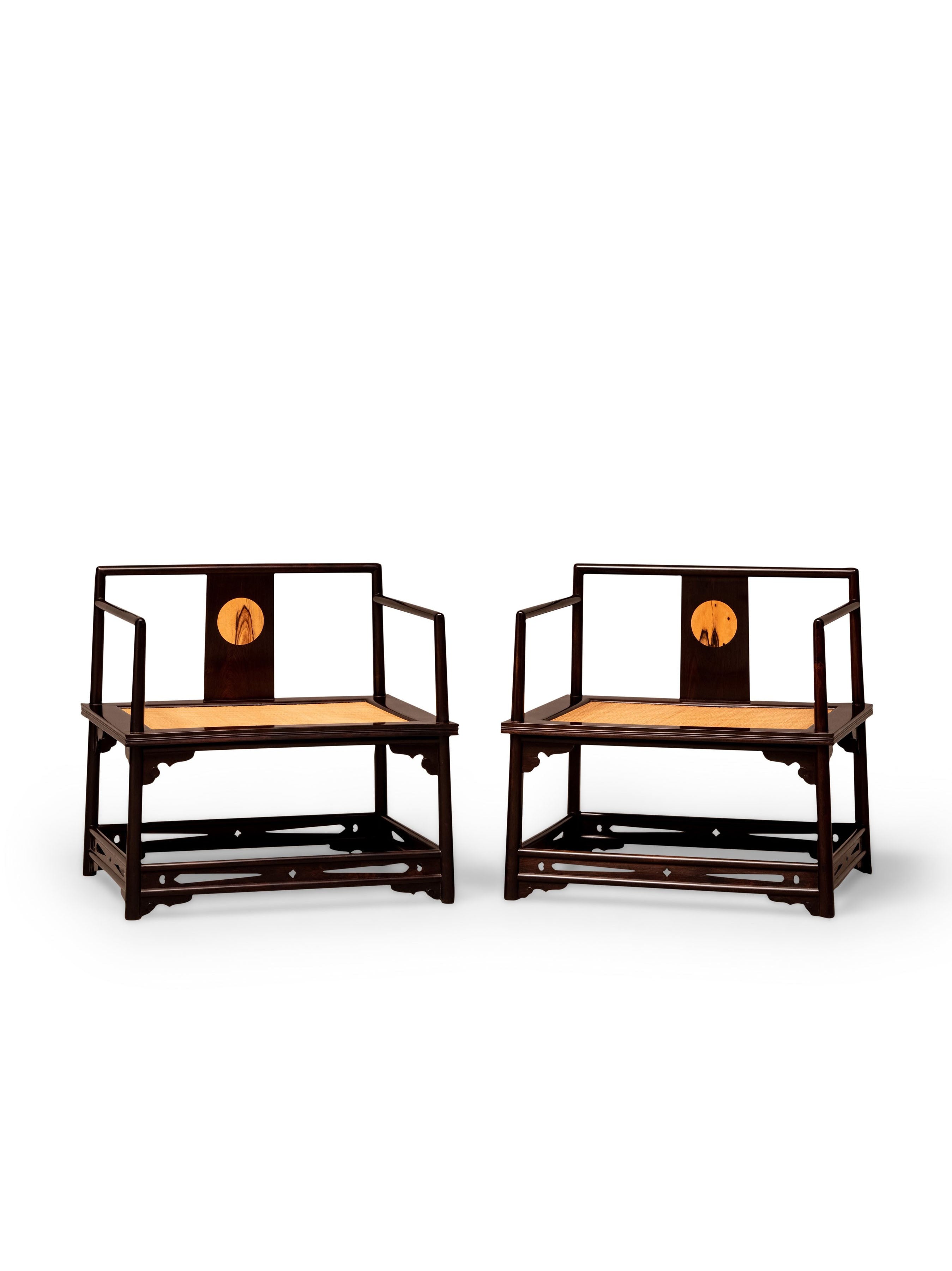 Black rosewood and black persimmon wood Song-style handrails