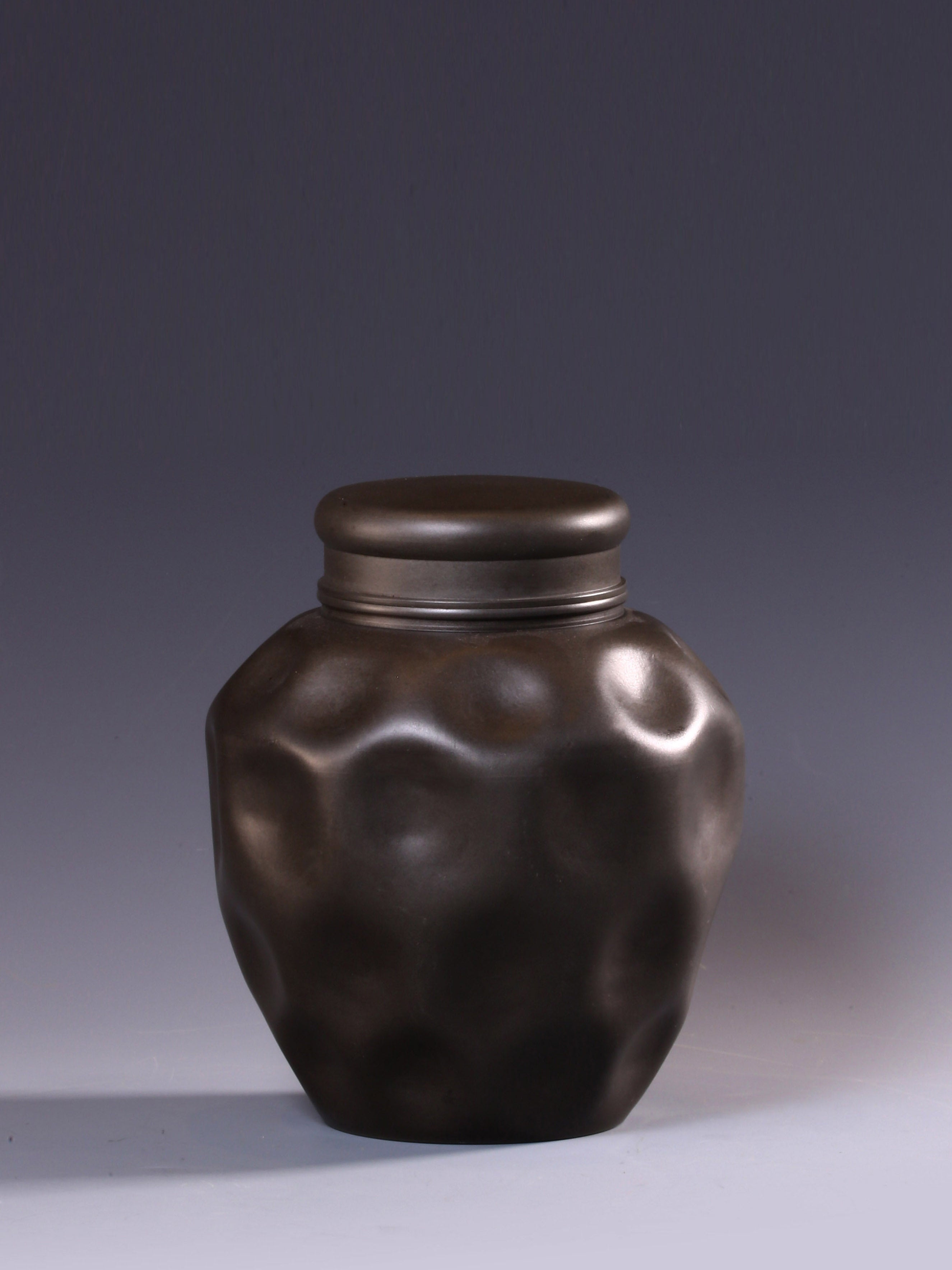 Pine Tree Brewing the Moon over the Stream - Antique Pure Tin Tea Canister