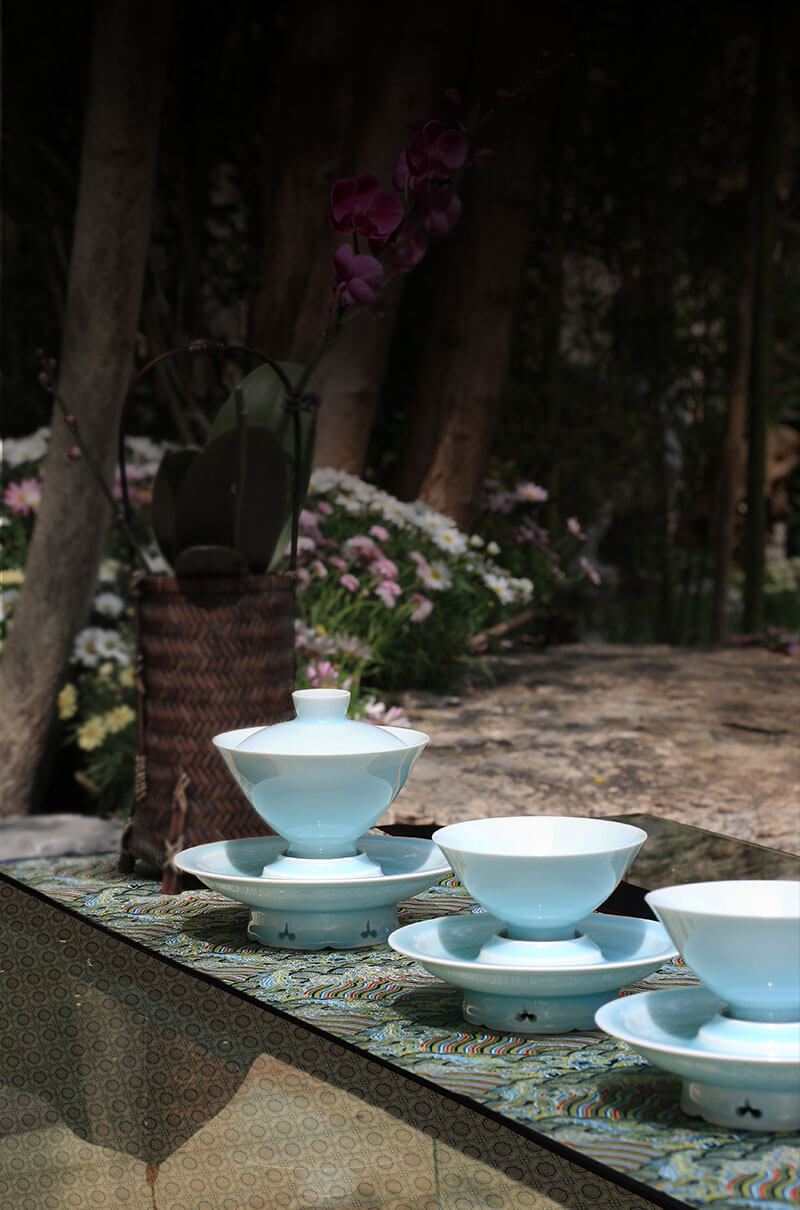 Dayazhai-made Song Dynasty-style Hutian Kiln Shadow Blue Glazed Rain-After-Rain Sky Blue Conical Hat Cup/Jianshui/Rolled Mouth Cup