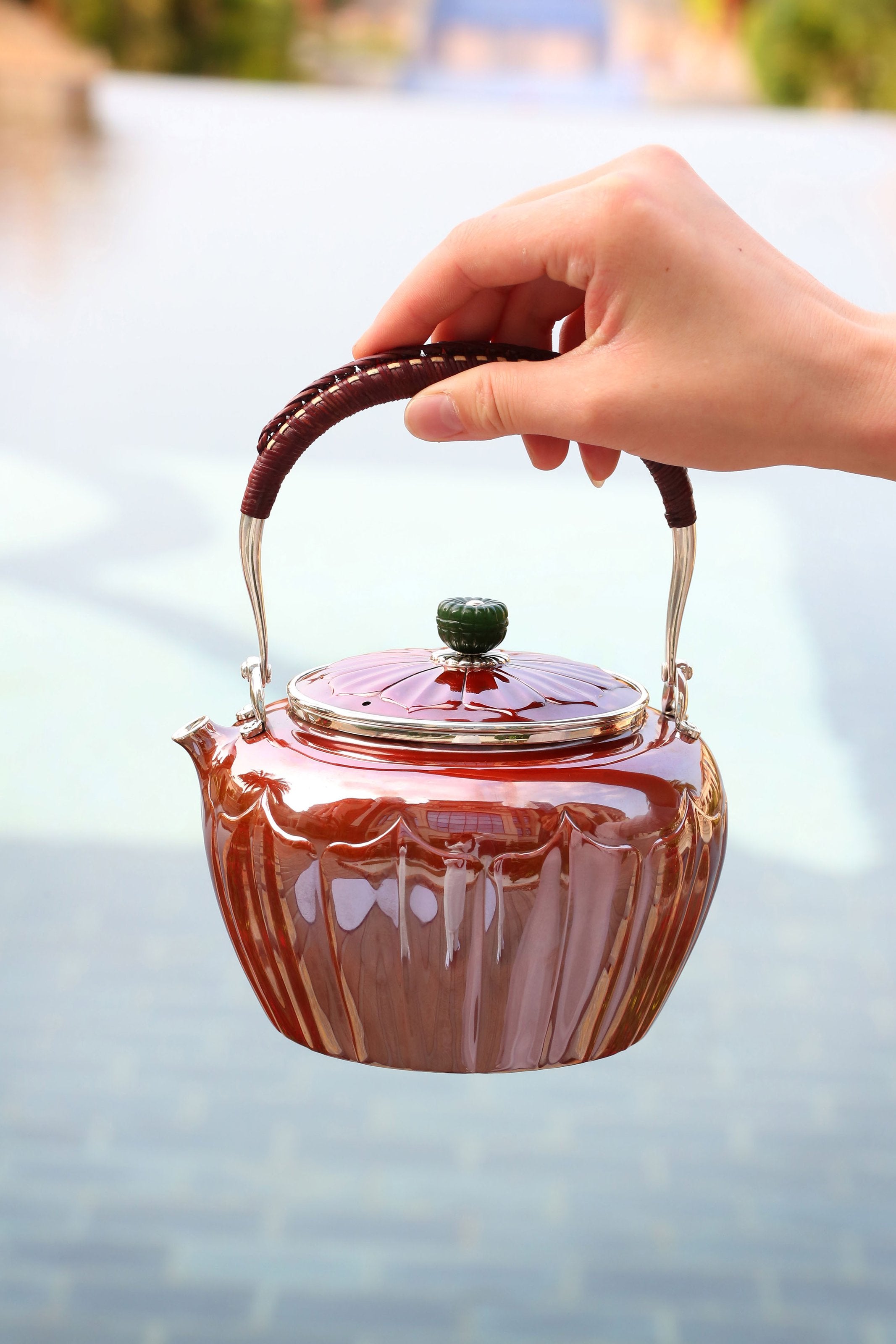 Song Dynasty Lotus Petal Copper-Plated Silver Teapot