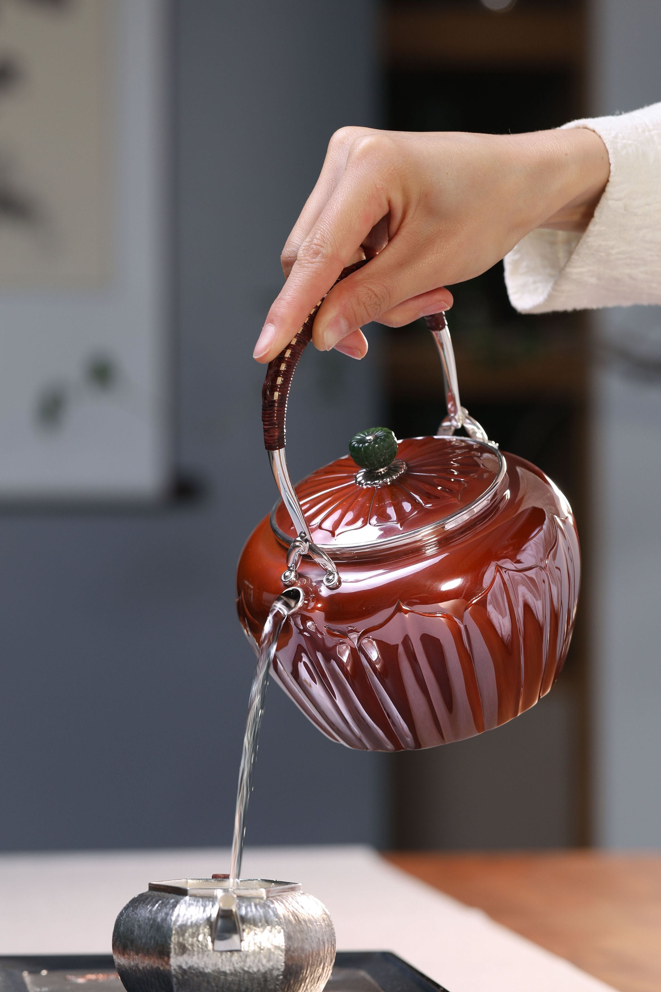 Song Dynasty Lotus Petal Copper-Plated Silver Teapot