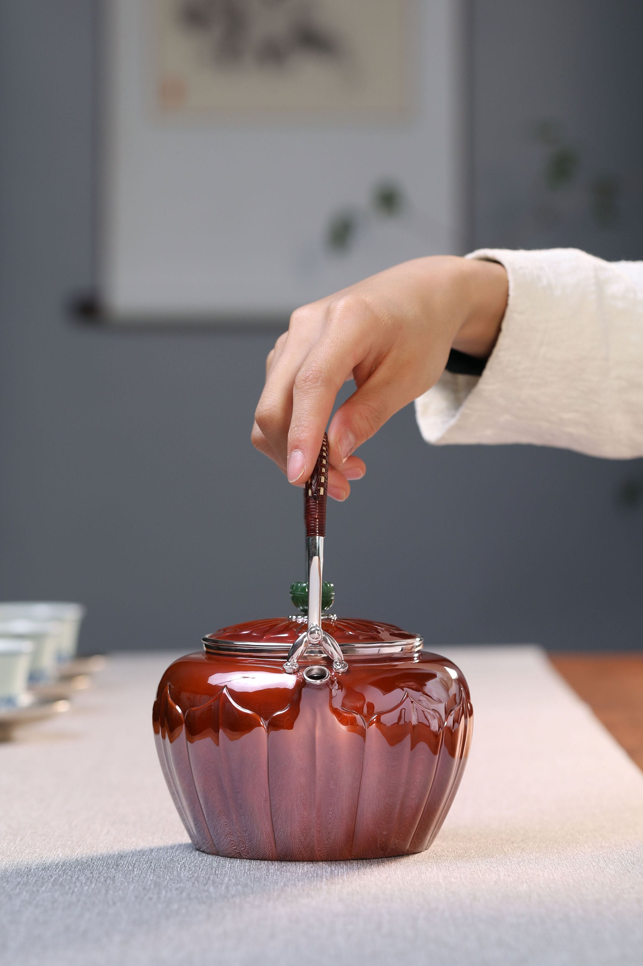 Song Dynasty Lotus Petal Copper-Plated Silver Teapot