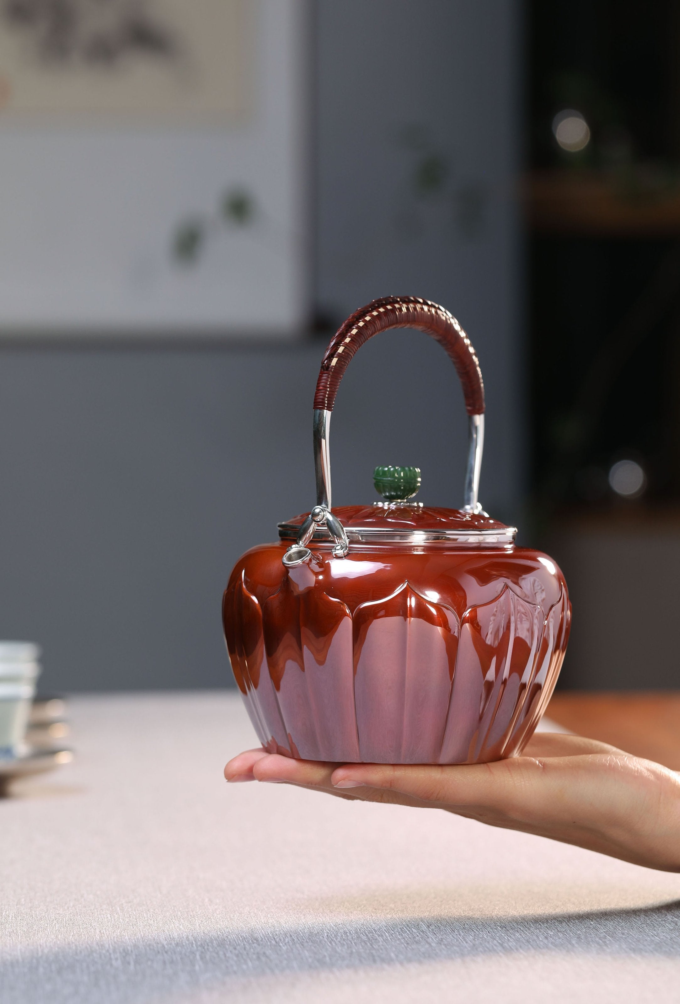 Song Dynasty Lotus Petal Copper-Plated Silver Teapot