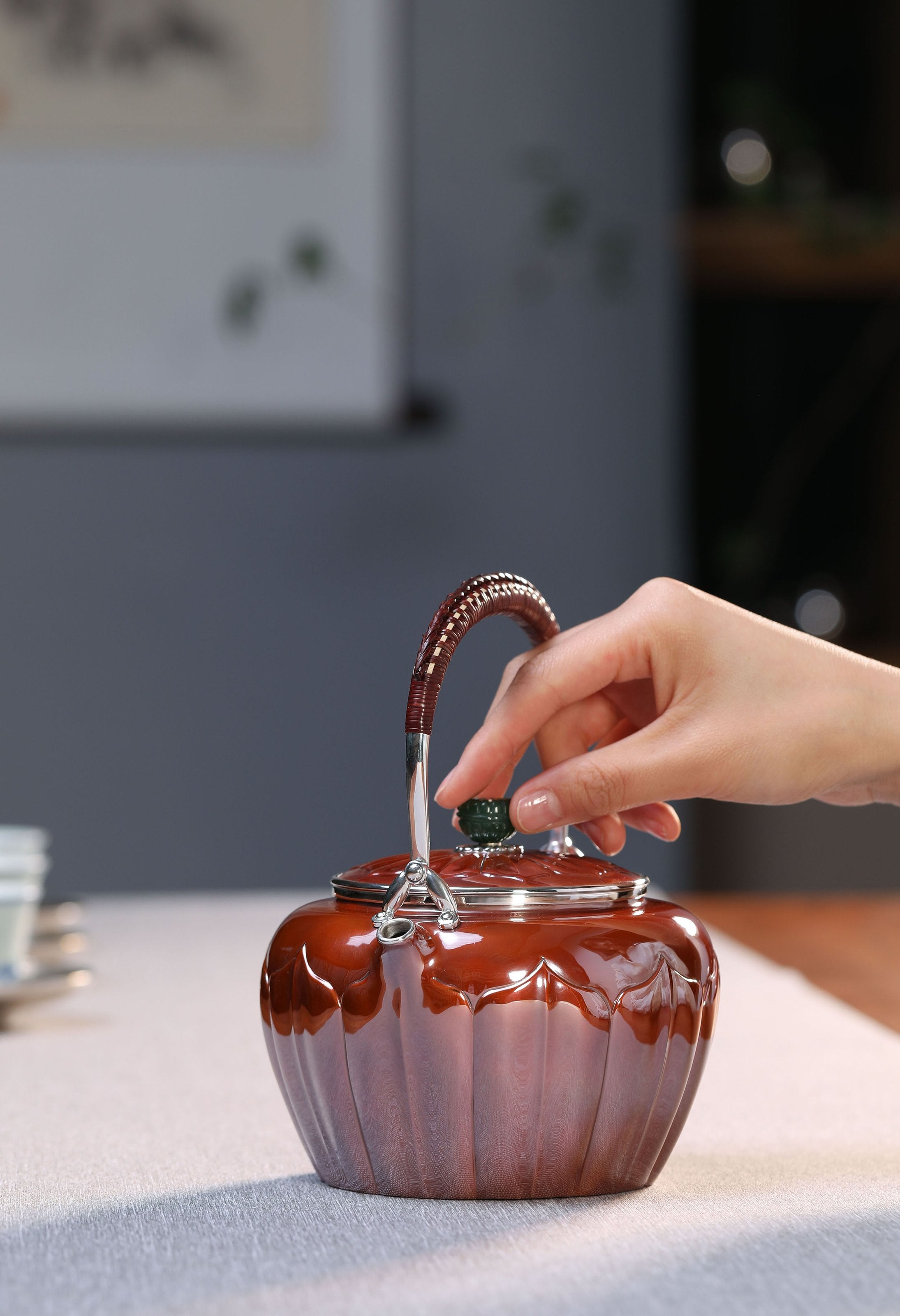 Song Dynasty Lotus Petal Copper-Plated Silver Teapot