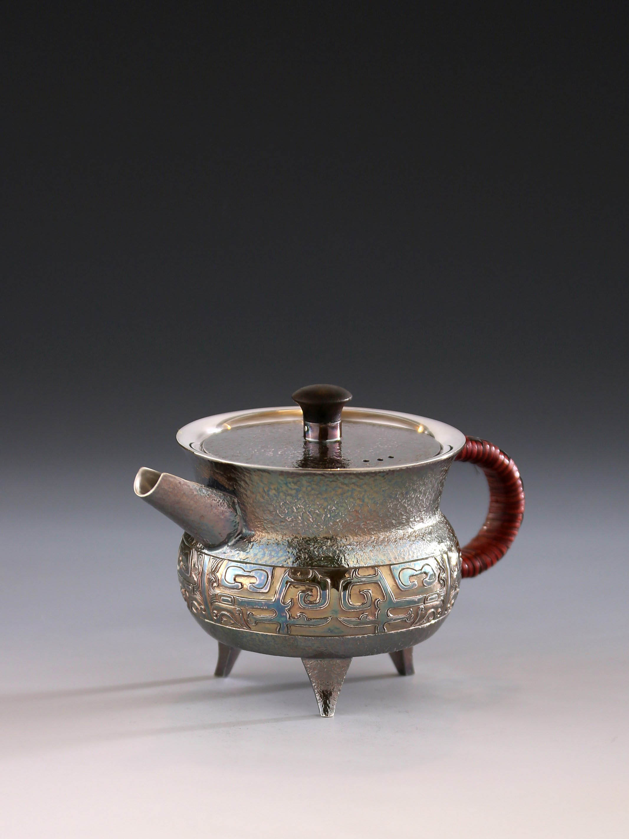 Taotie Pattern Jue-Shaped Silver Pot