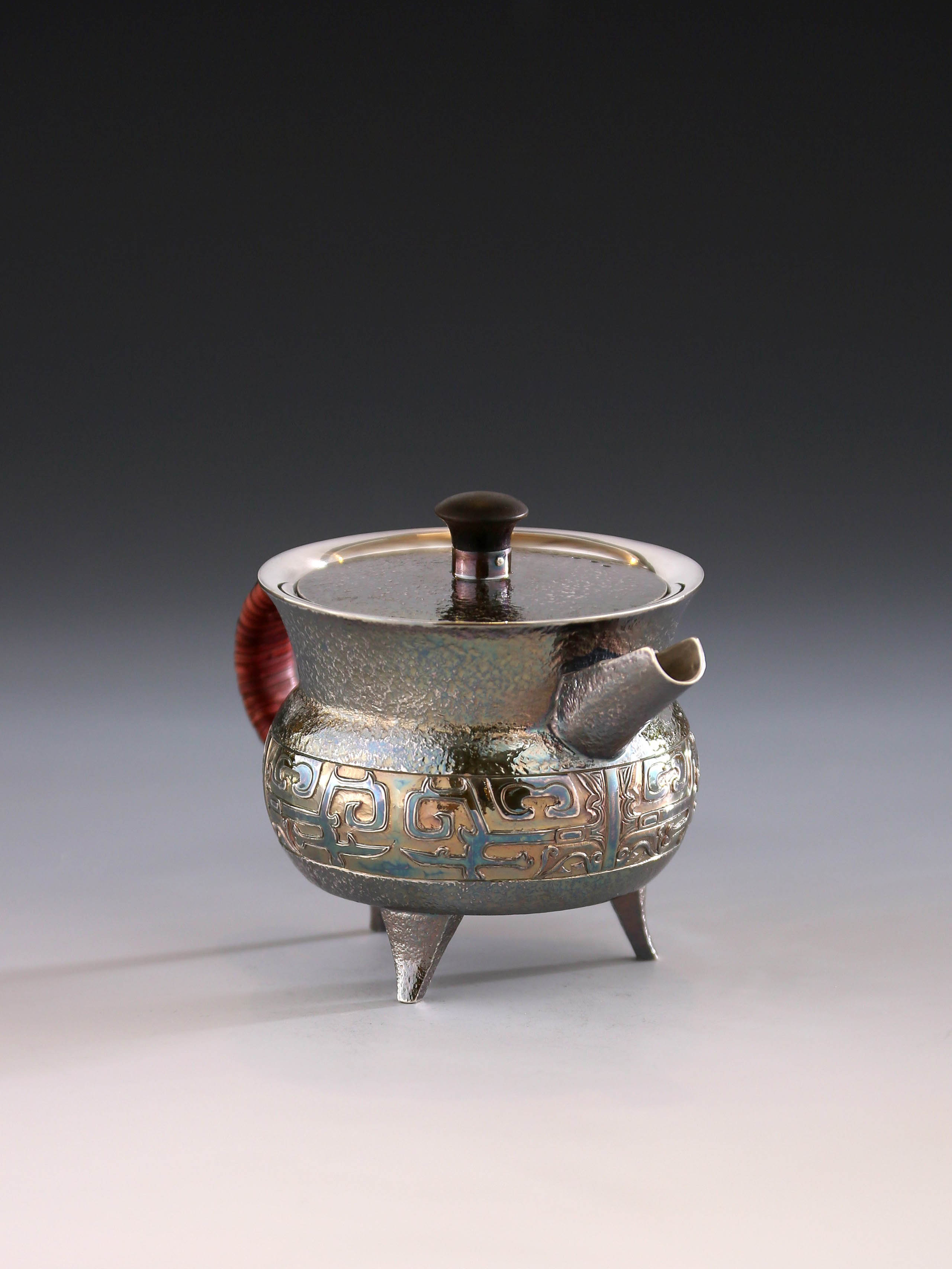 Taotie Pattern Jue-Shaped Silver Pot