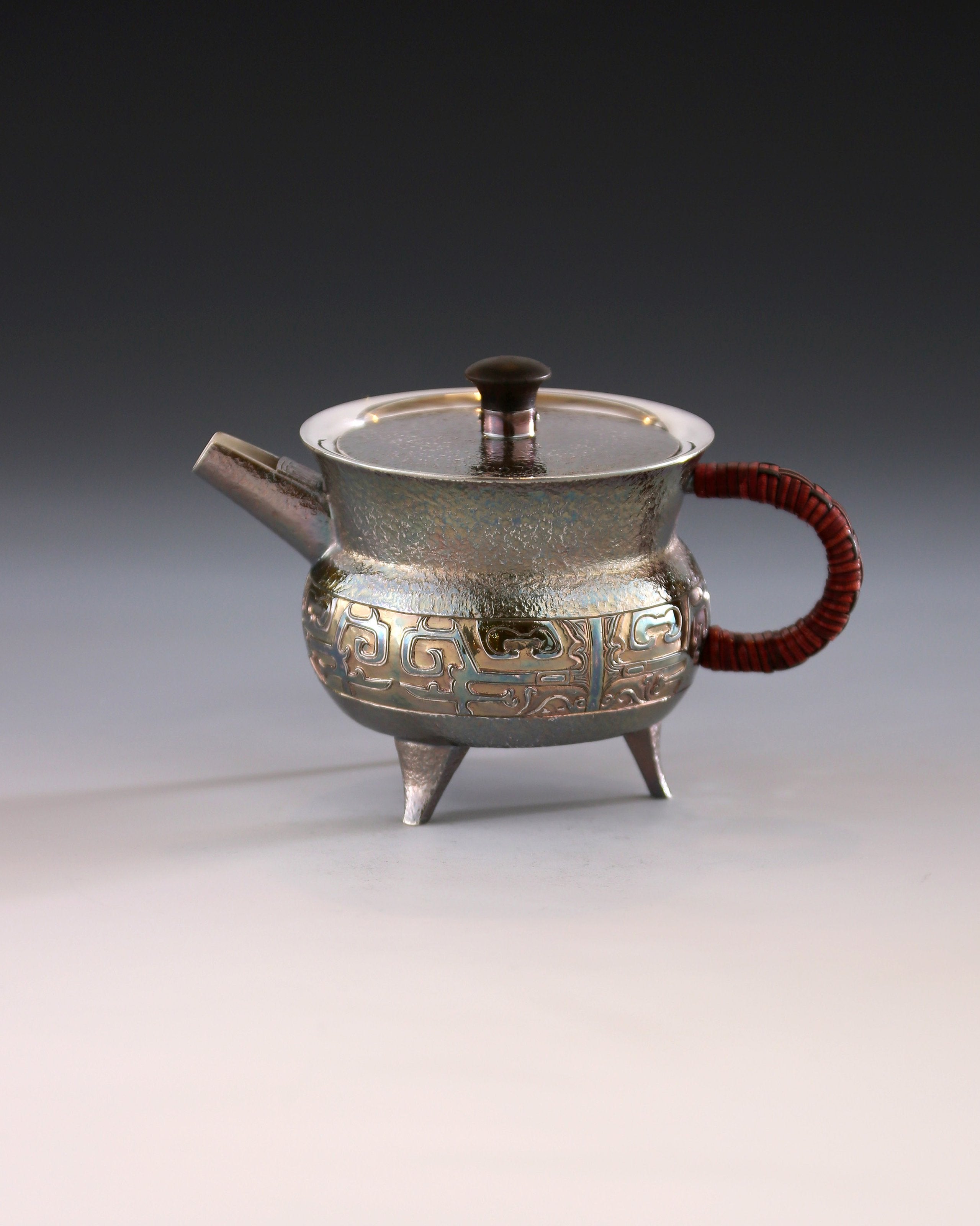 Taotie Pattern Jue-Shaped Silver Pot