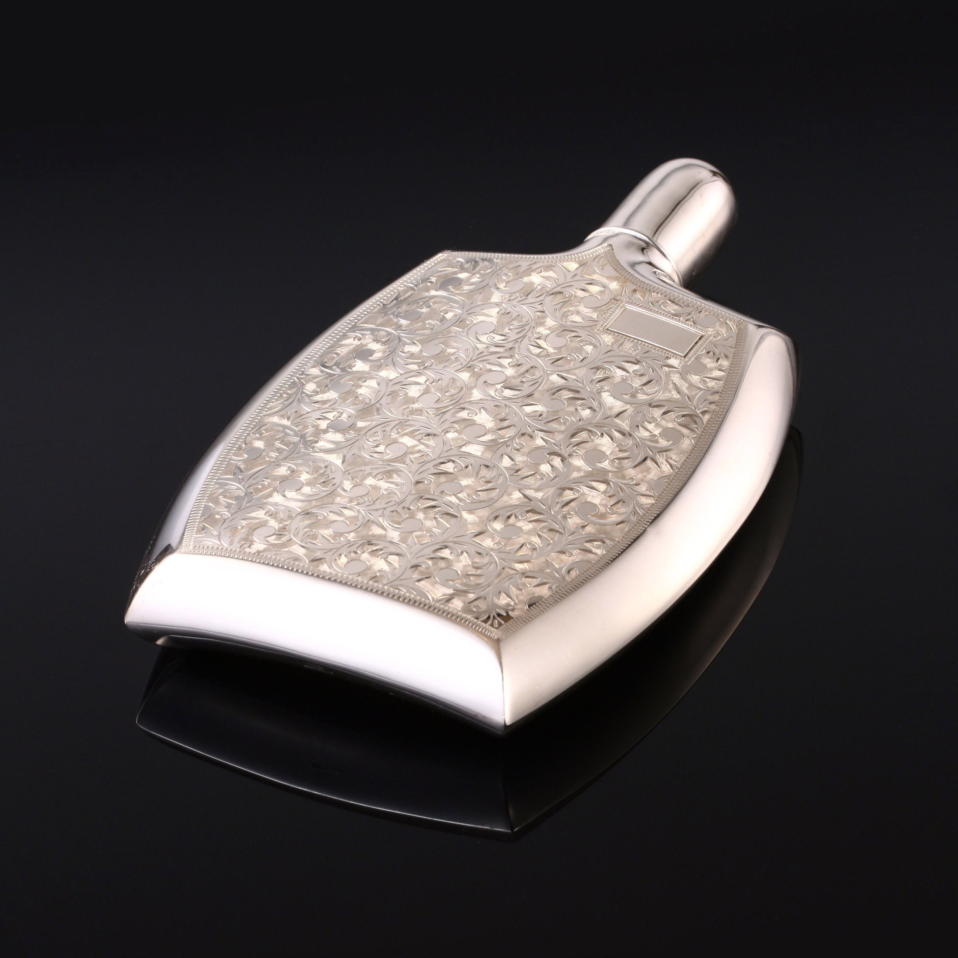 Sterling Silver Antique Carved Wine Flask