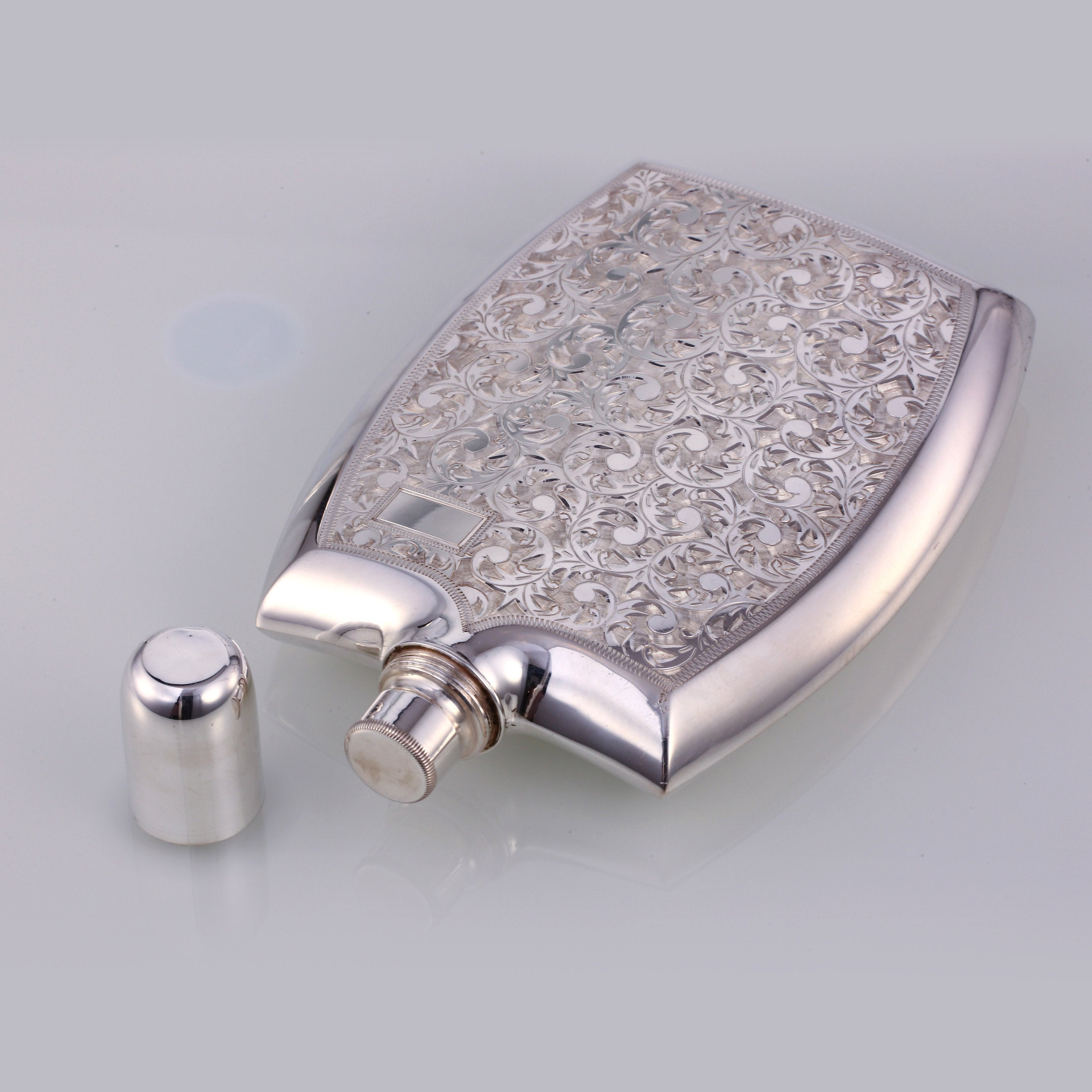 Sterling Silver Antique Carved Wine Flask