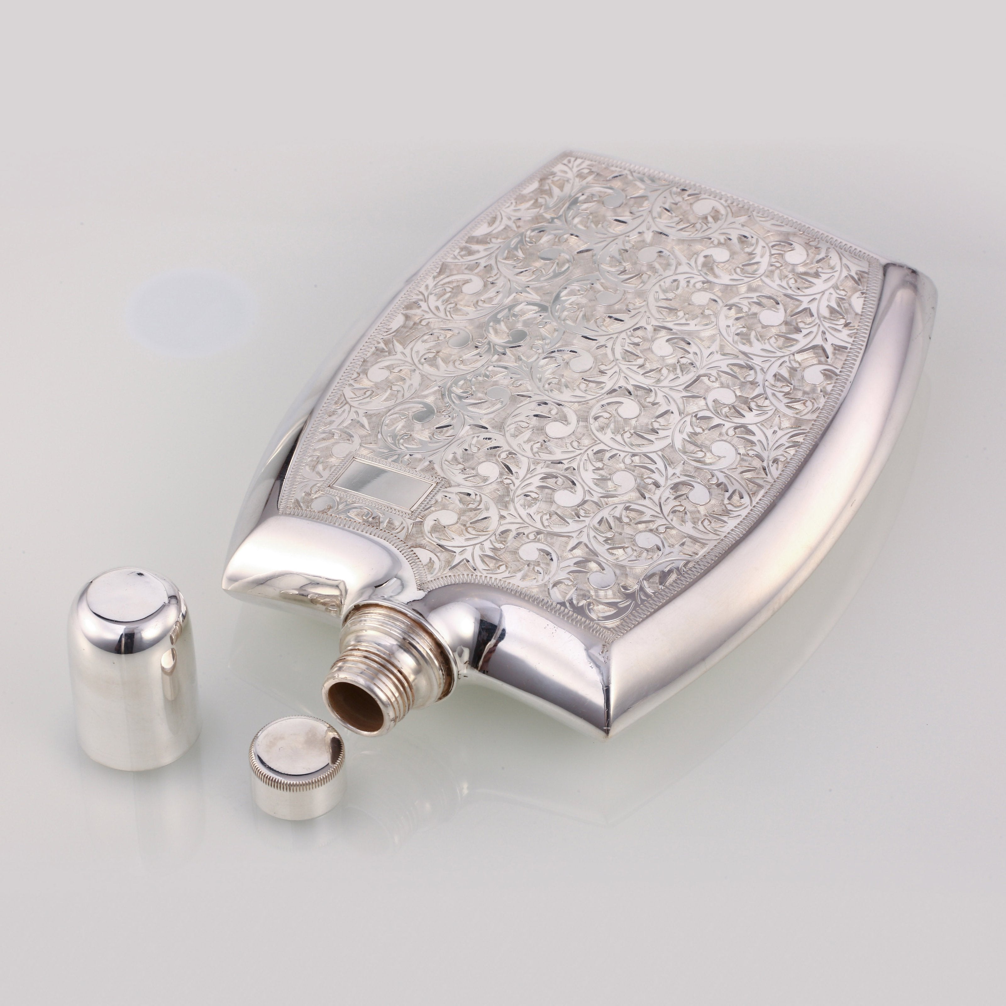 Sterling Silver Antique Carved Wine Flask