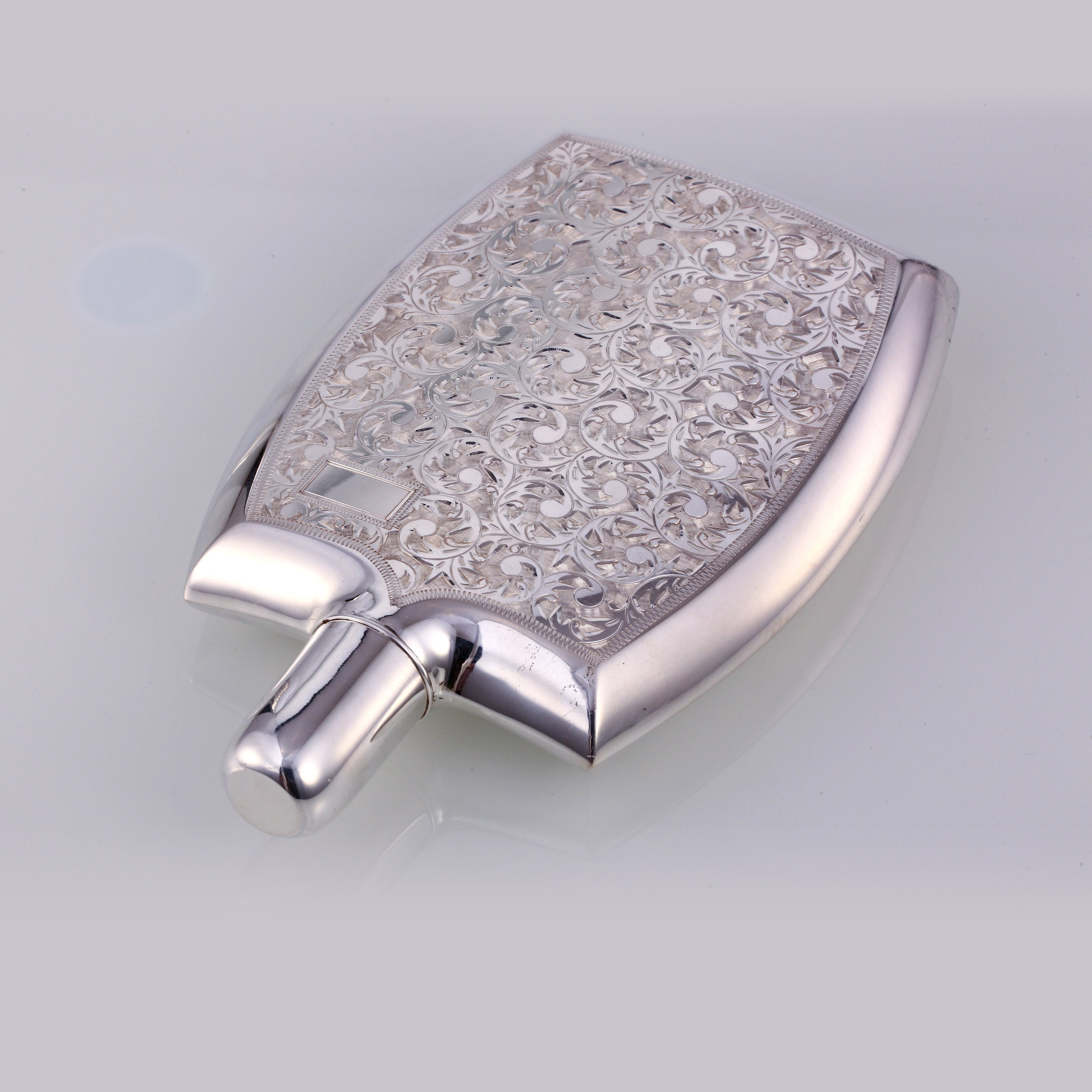 Sterling Silver Antique Carved Wine Flask