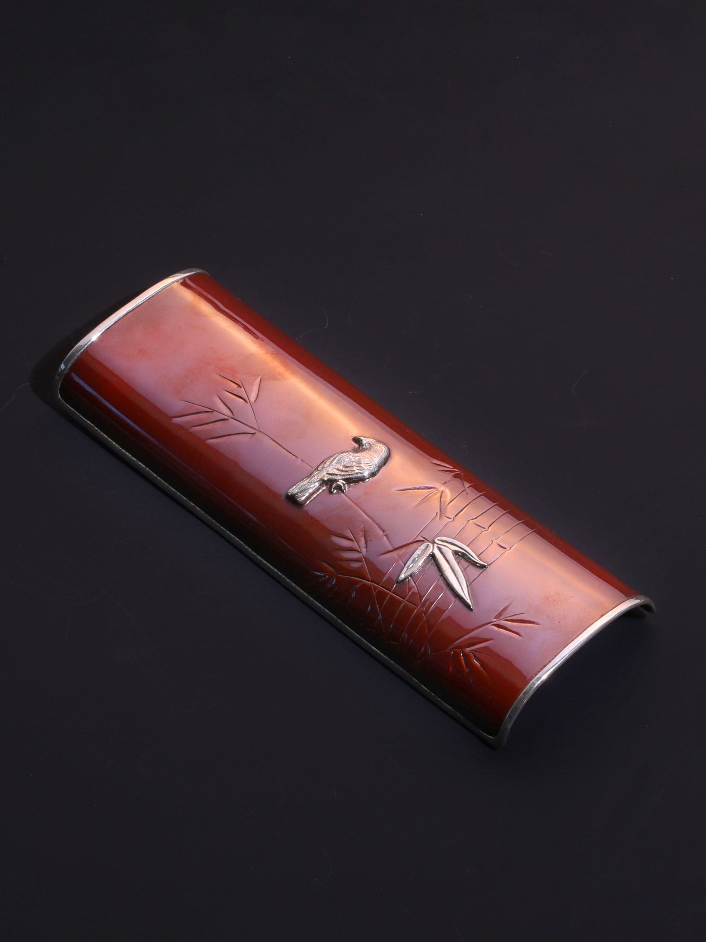 Copper-wrapped silver flower bird tea scoop