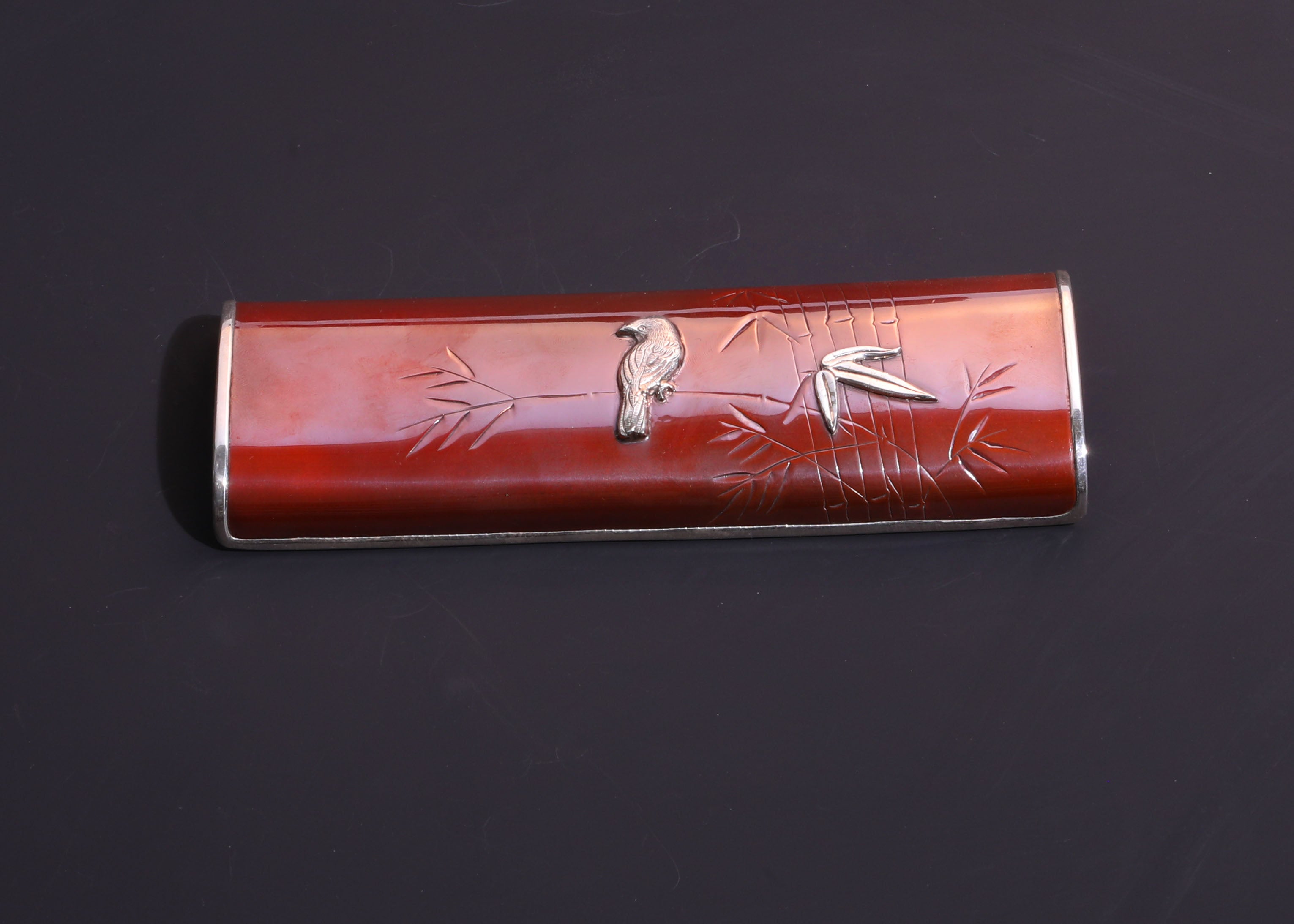 Copper-wrapped silver flower bird tea scoop