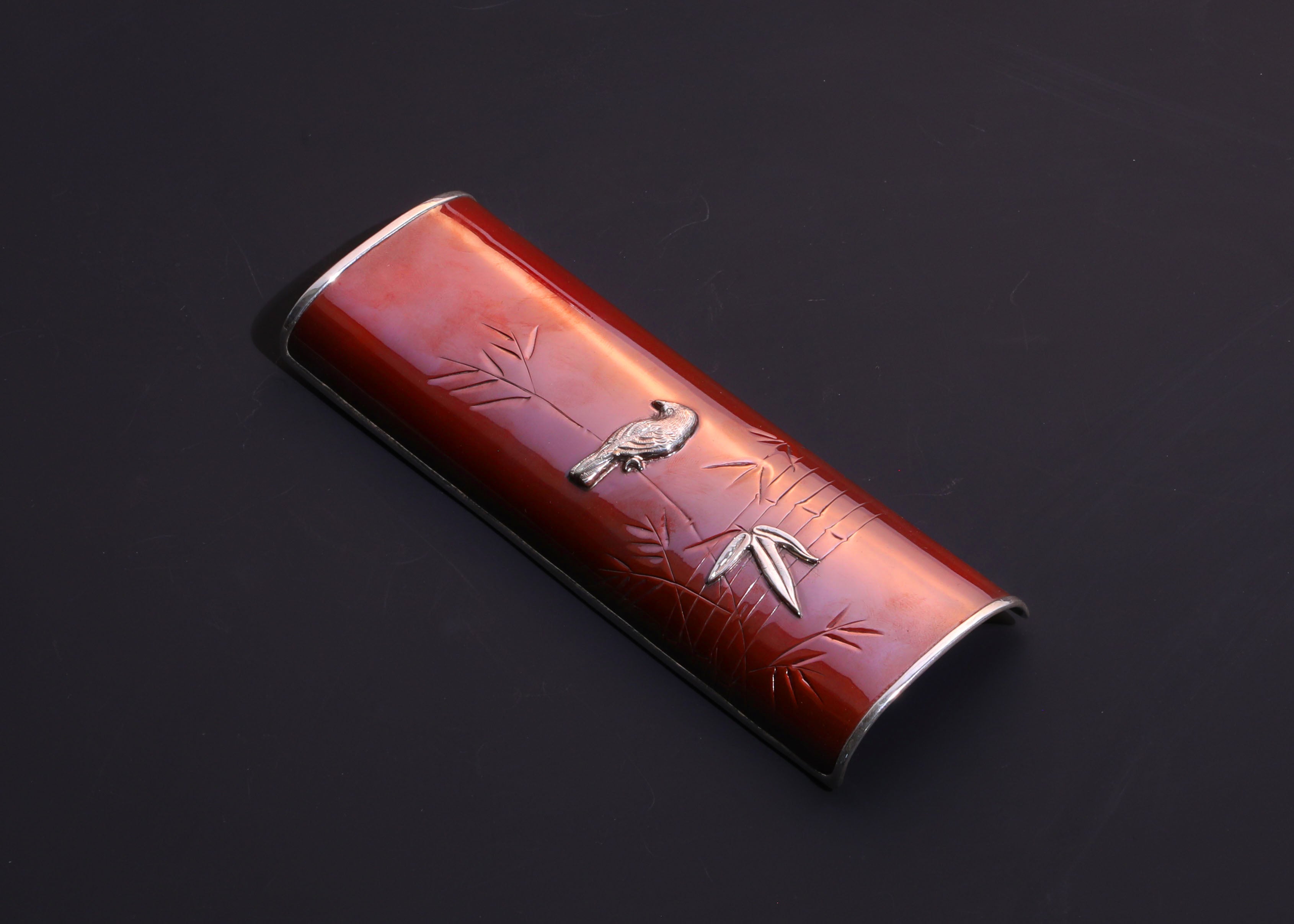 Copper-wrapped silver flower bird tea scoop