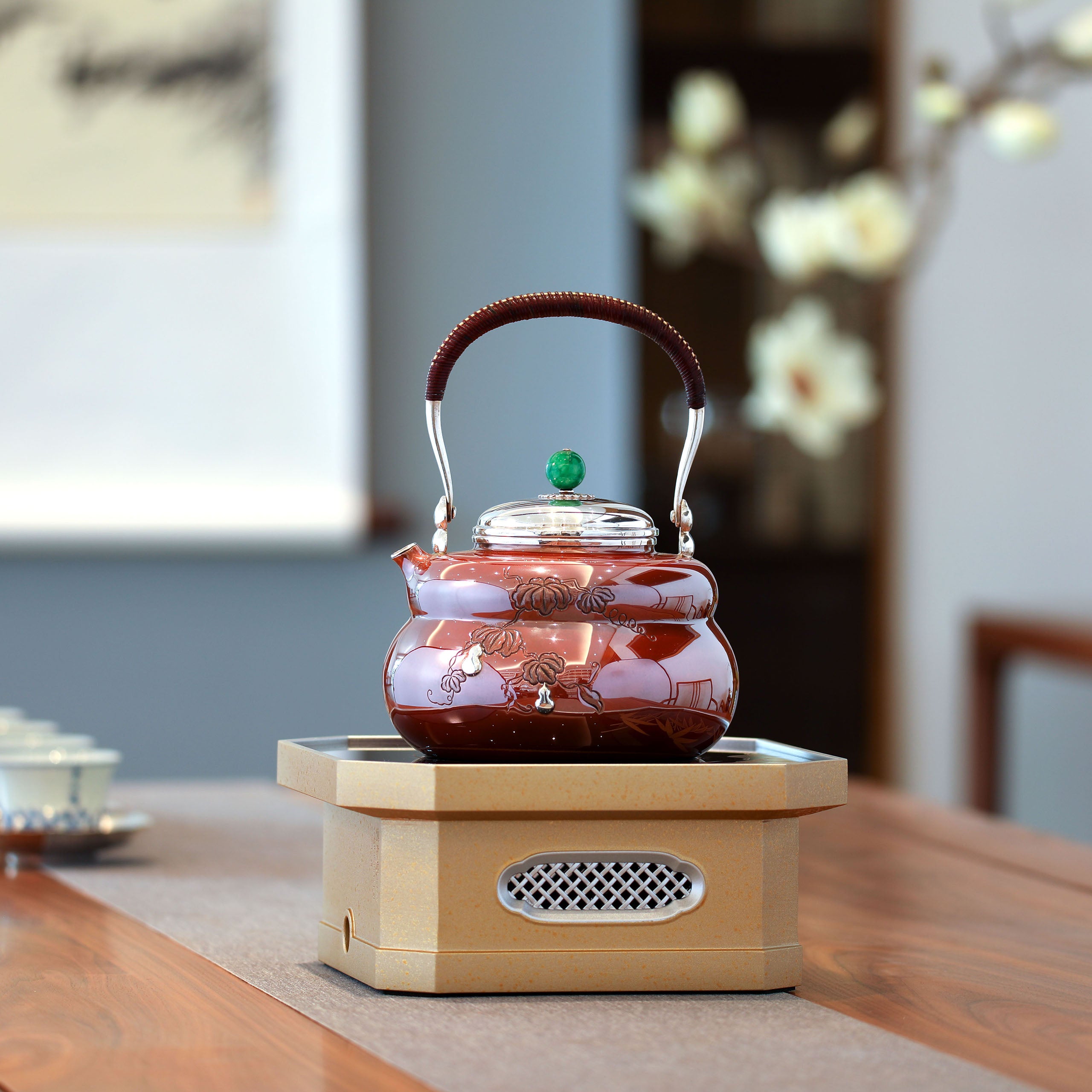 Copper-plated silver gourd