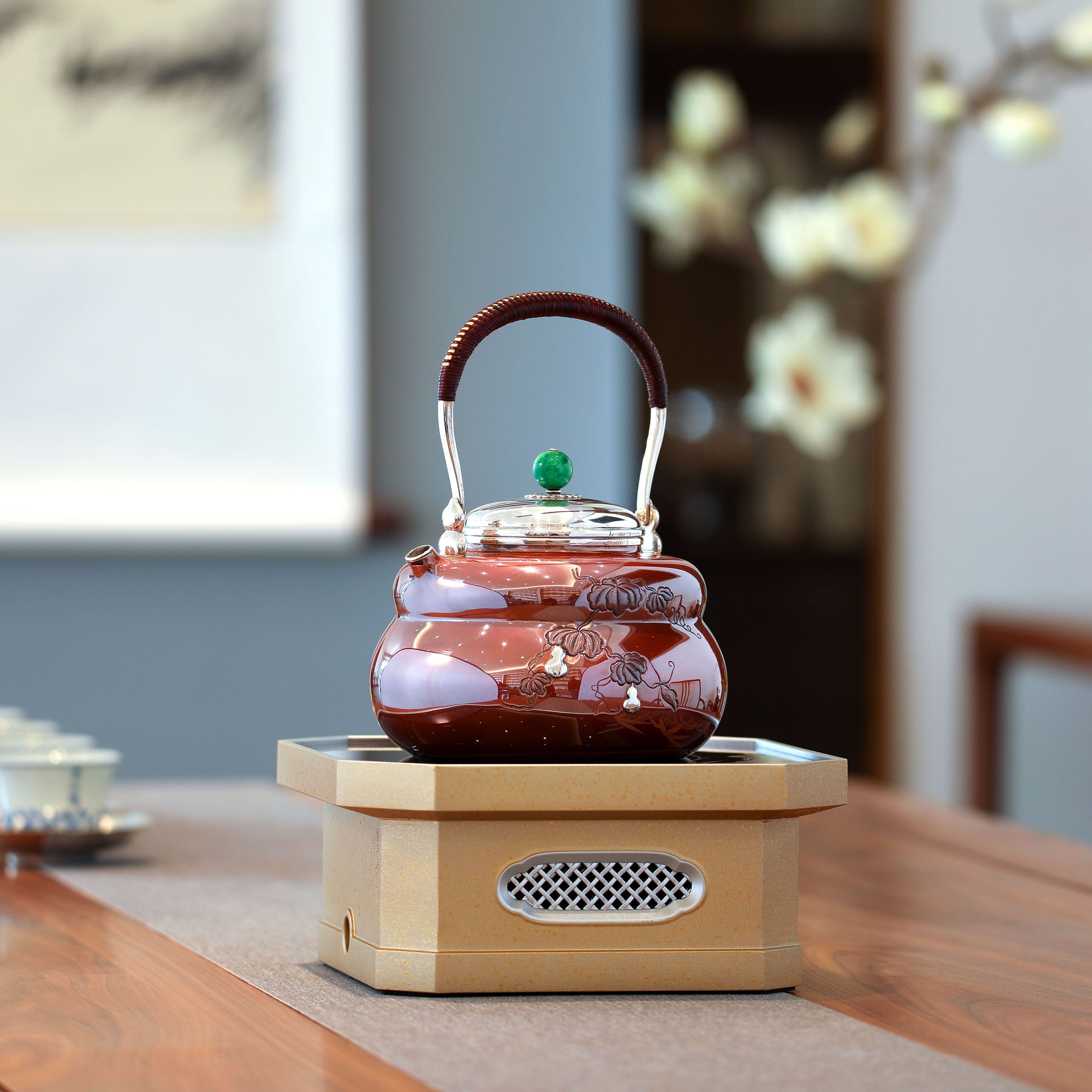 Copper-plated silver gourd