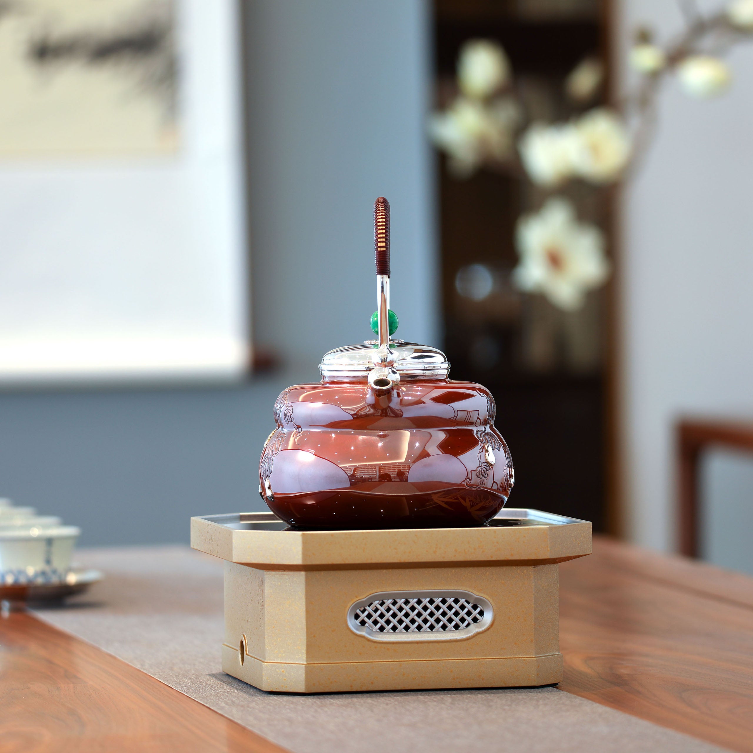 Copper-plated silver gourd