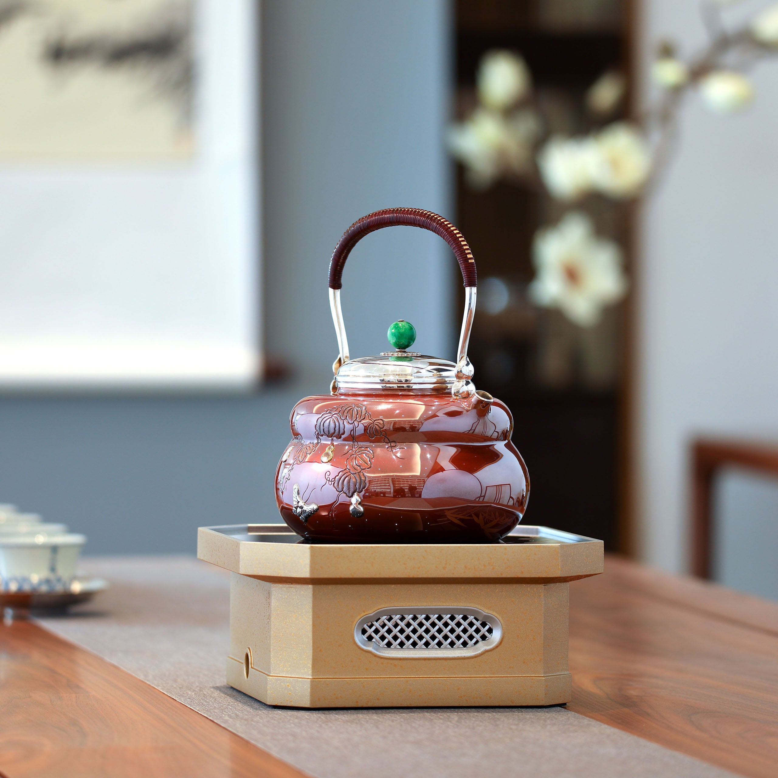 Copper-plated silver gourd