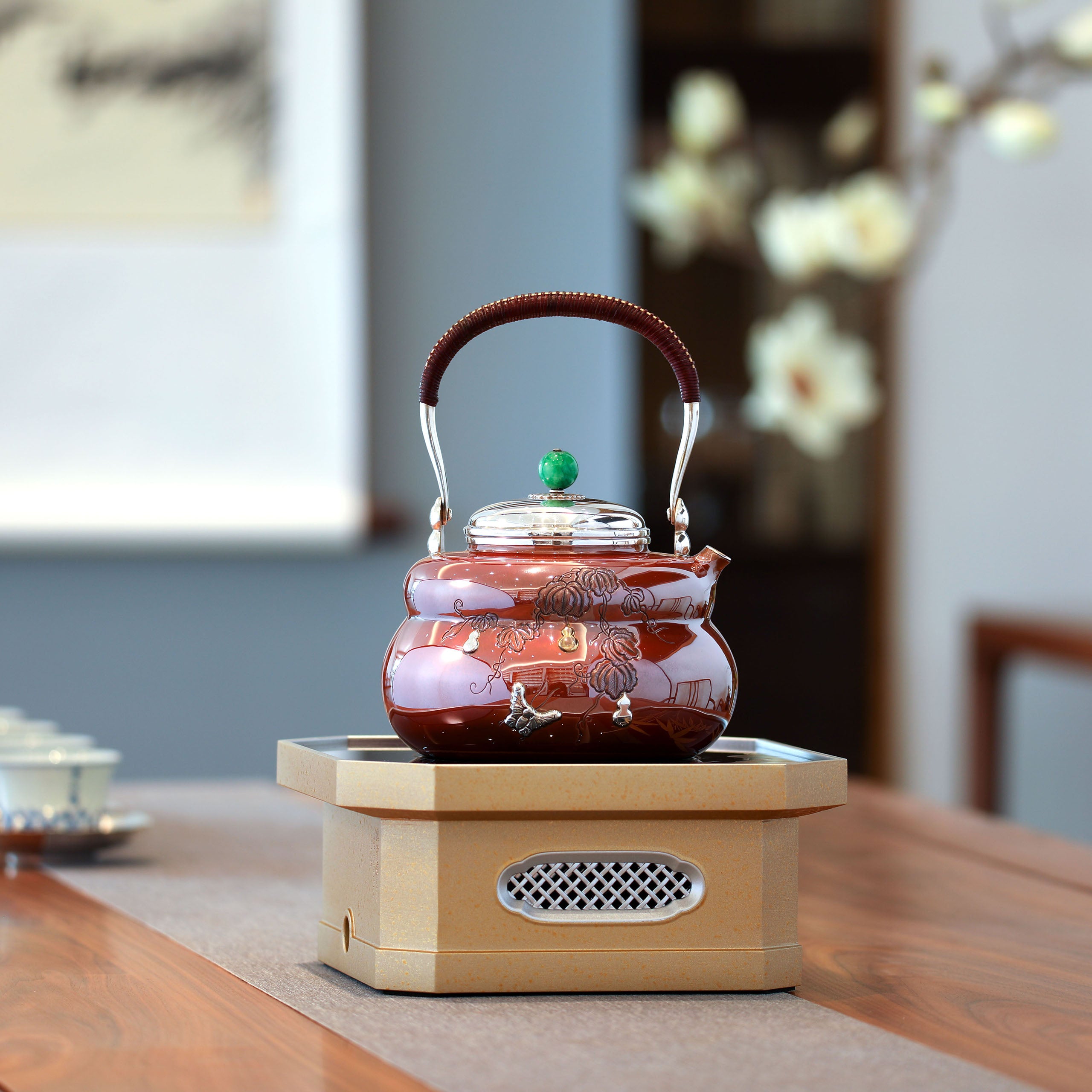 Copper-plated silver gourd