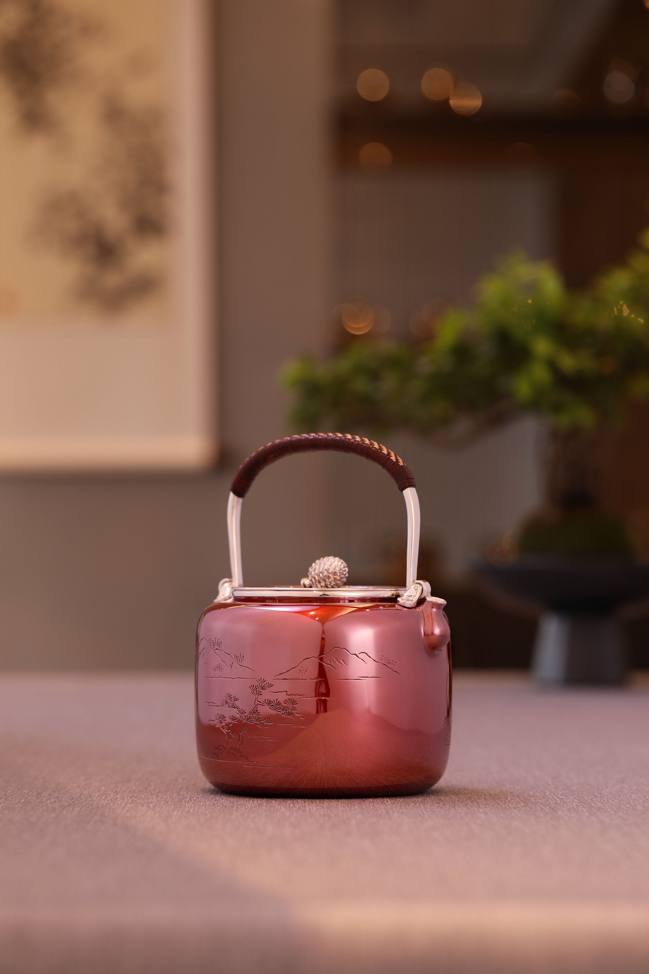 Copper-plated Silver Pine Bridge Silver Teapot