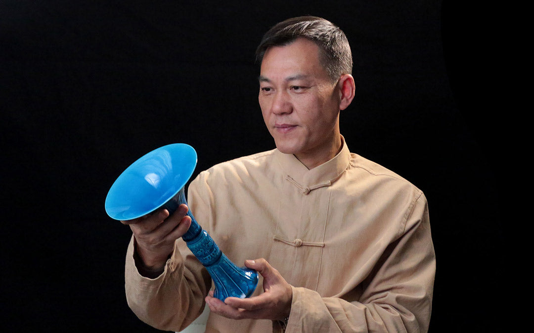 Peacock Blue Elephant Ear Square Bottle