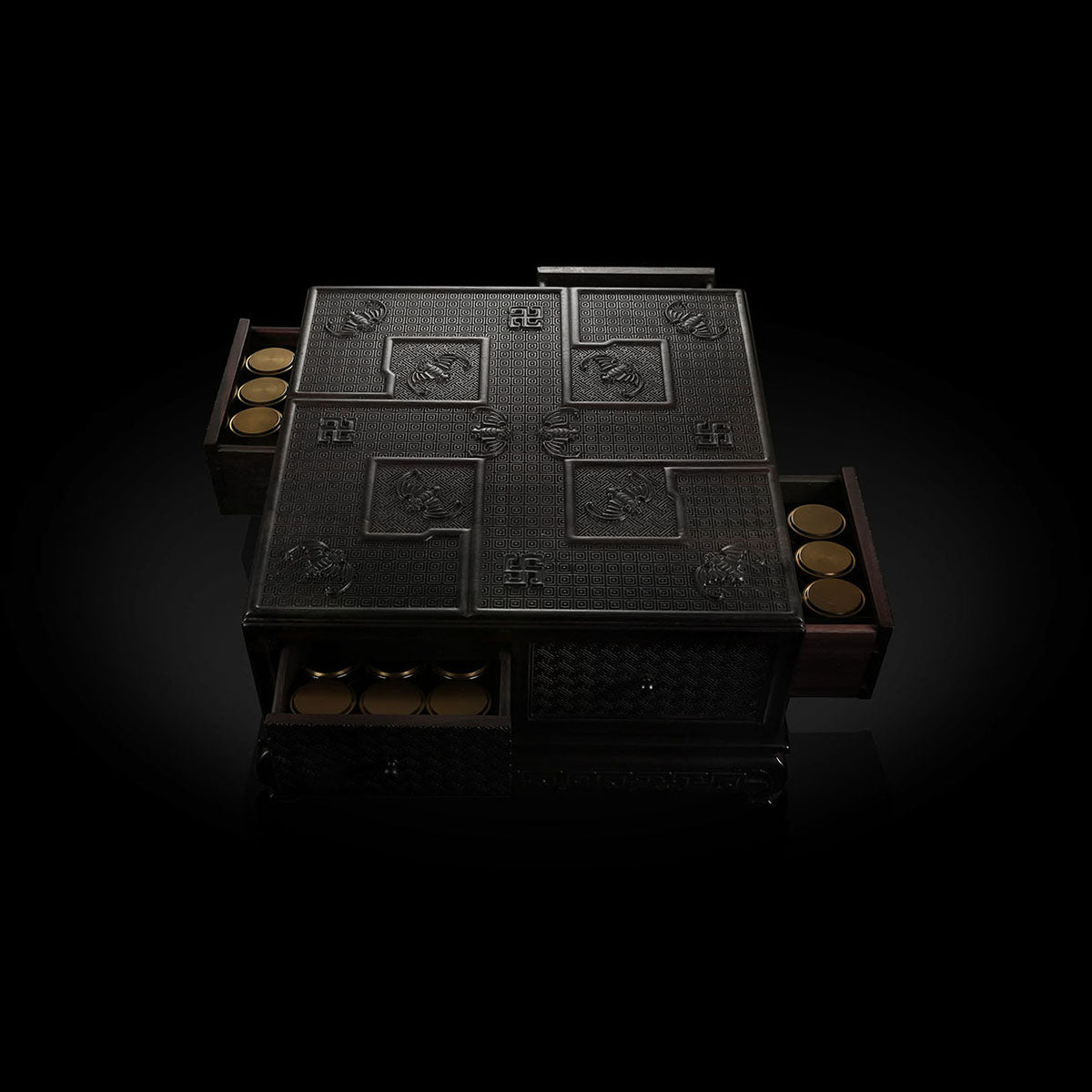 Grand Elegant Hall Swastika Pattern Blessings and Abundant Fortune Zambian Rosewood Qianlong Treasure Box