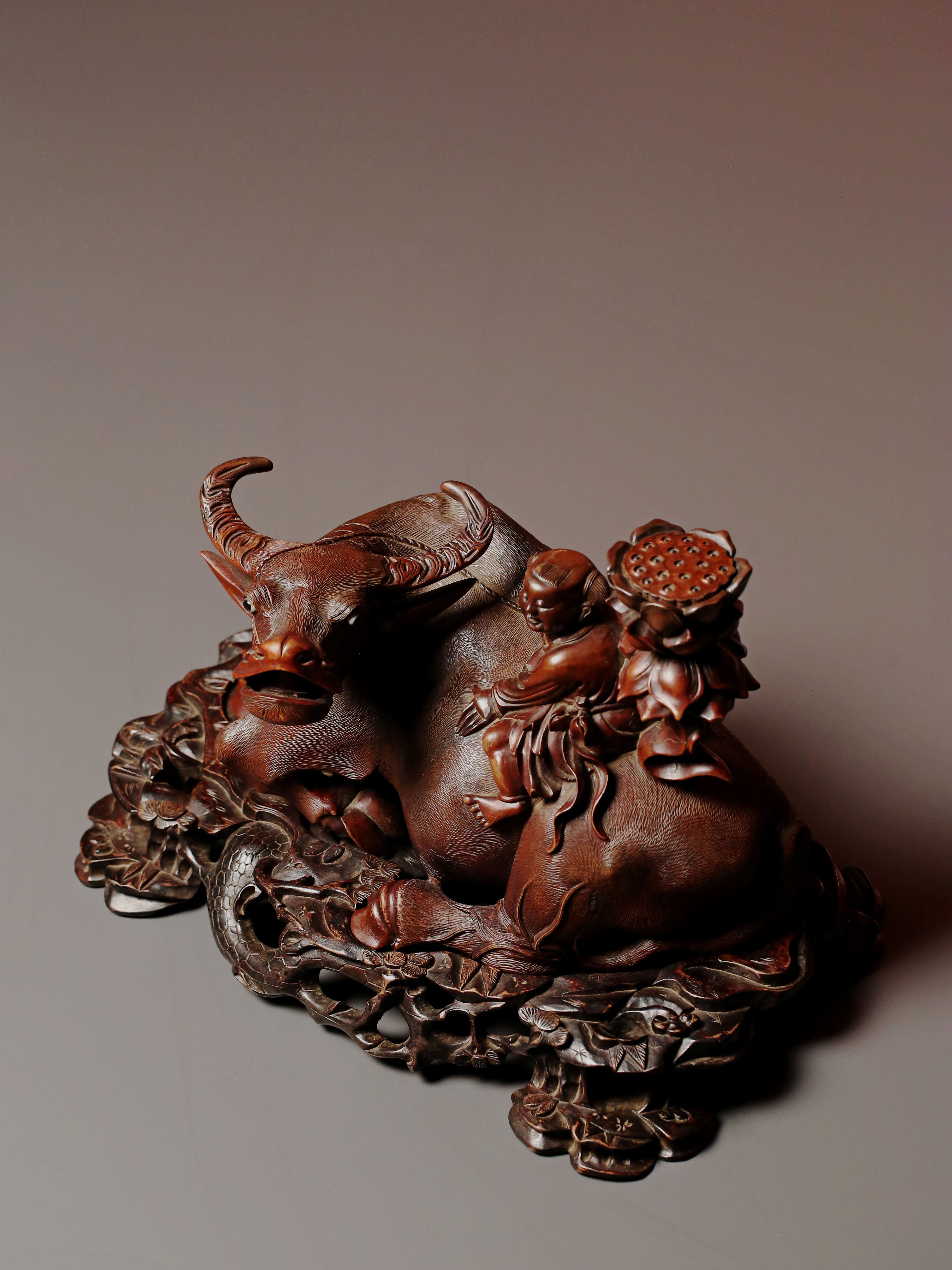 Reclining Ox Wood Carving
