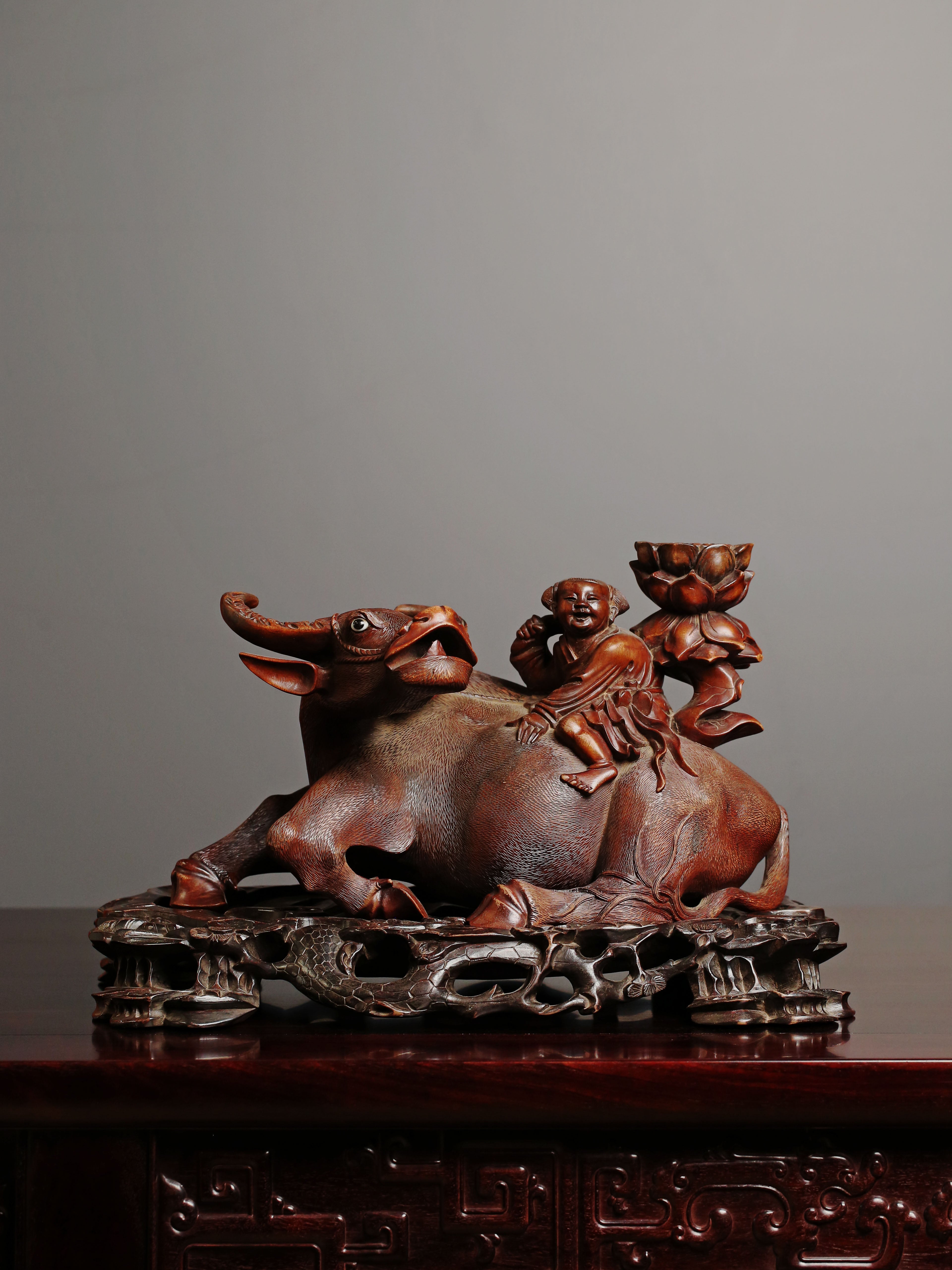 Reclining Ox Wood Carving