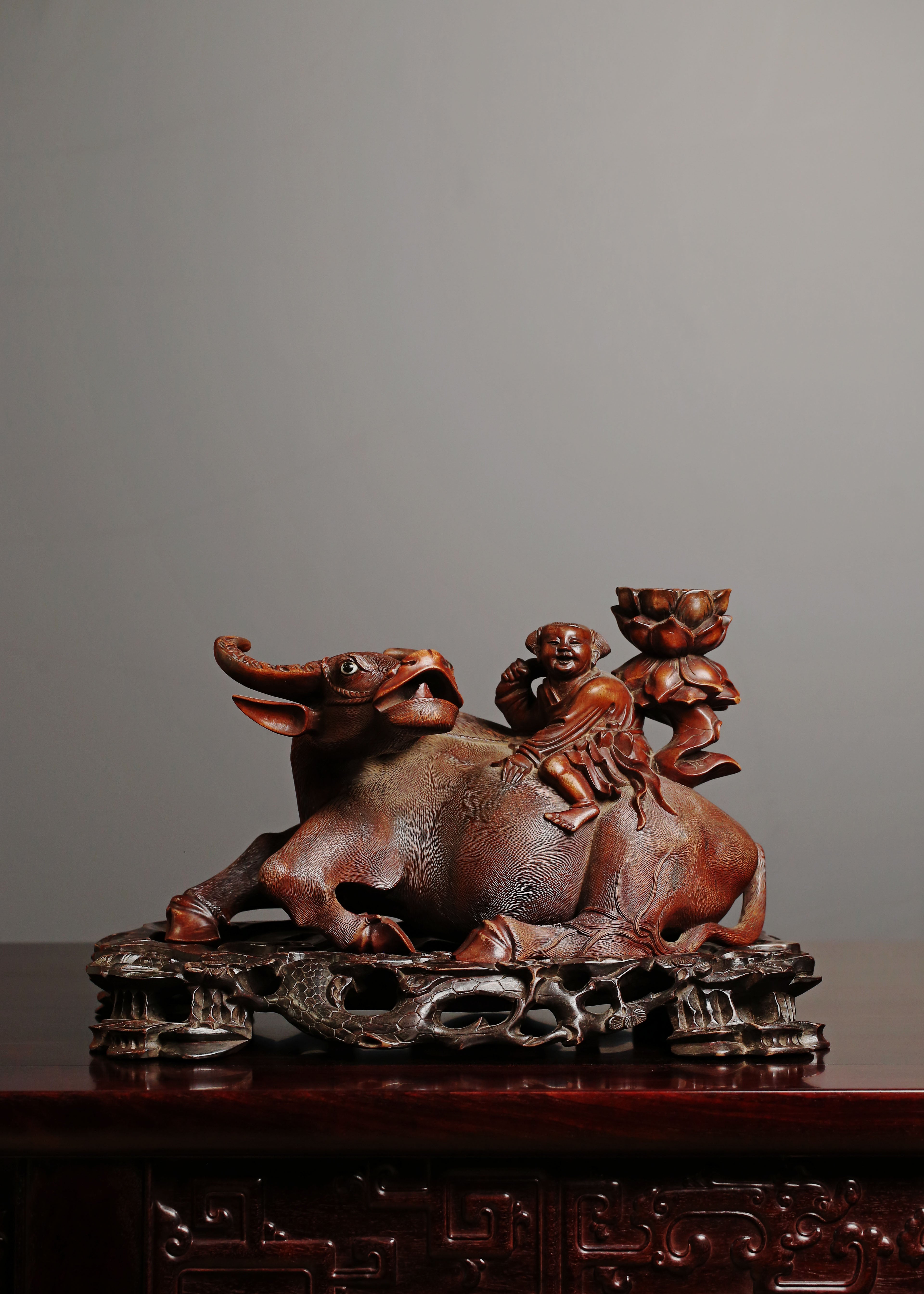 Reclining Ox Wood Carving